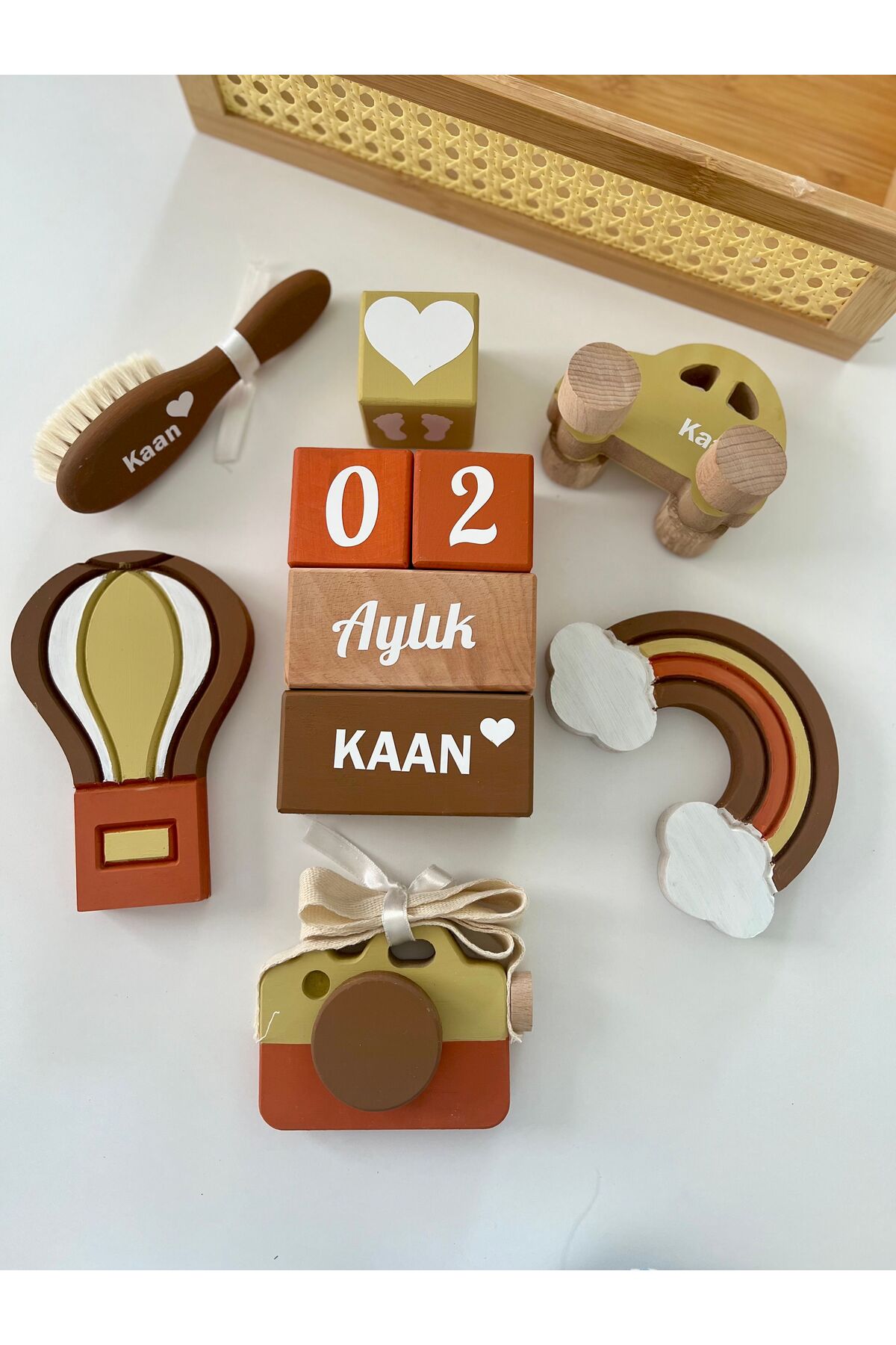 Objeli bebek anı küpü seti tam set bebek dekor