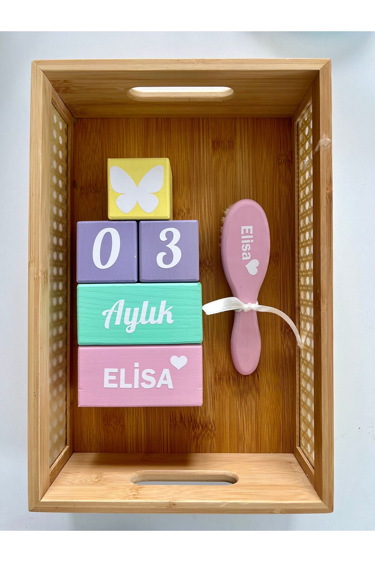 Objeli bebek anı küpü seti tam set bebek dekor