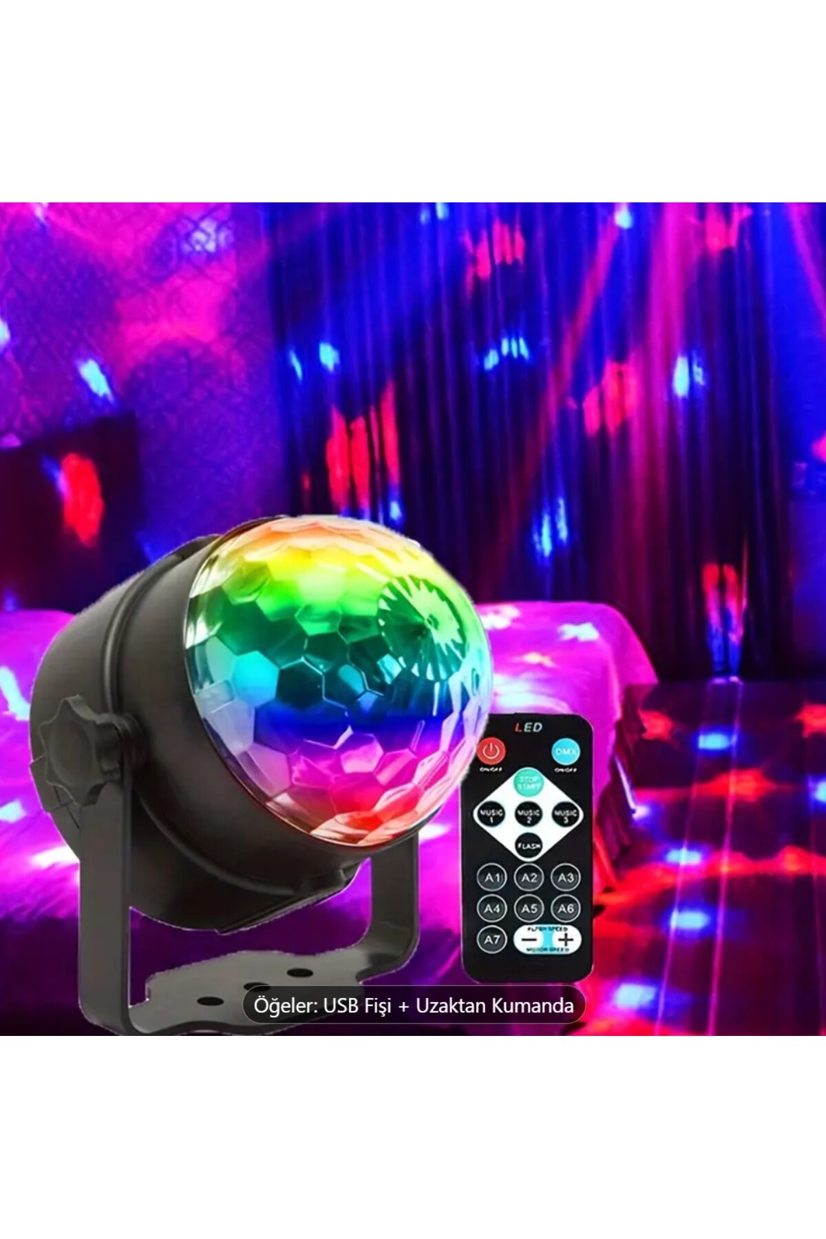 RGB Disko Topu Işığı, 7 Modlu Uzaktan Kumanda İle, Canlı Bir Parti Atmosferi Yaratır Dans Partileri