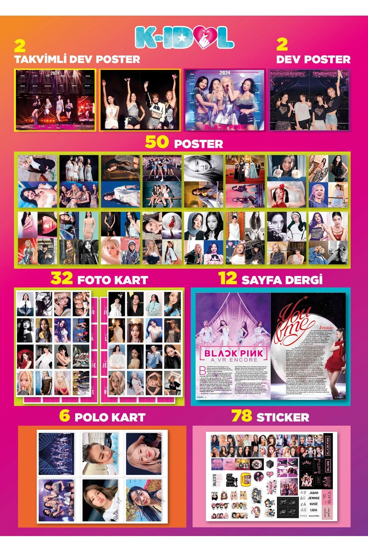 KİDOL Kıdol Blackpink - 2024.01 Takvim Poster Hediyeli - Fiyatı