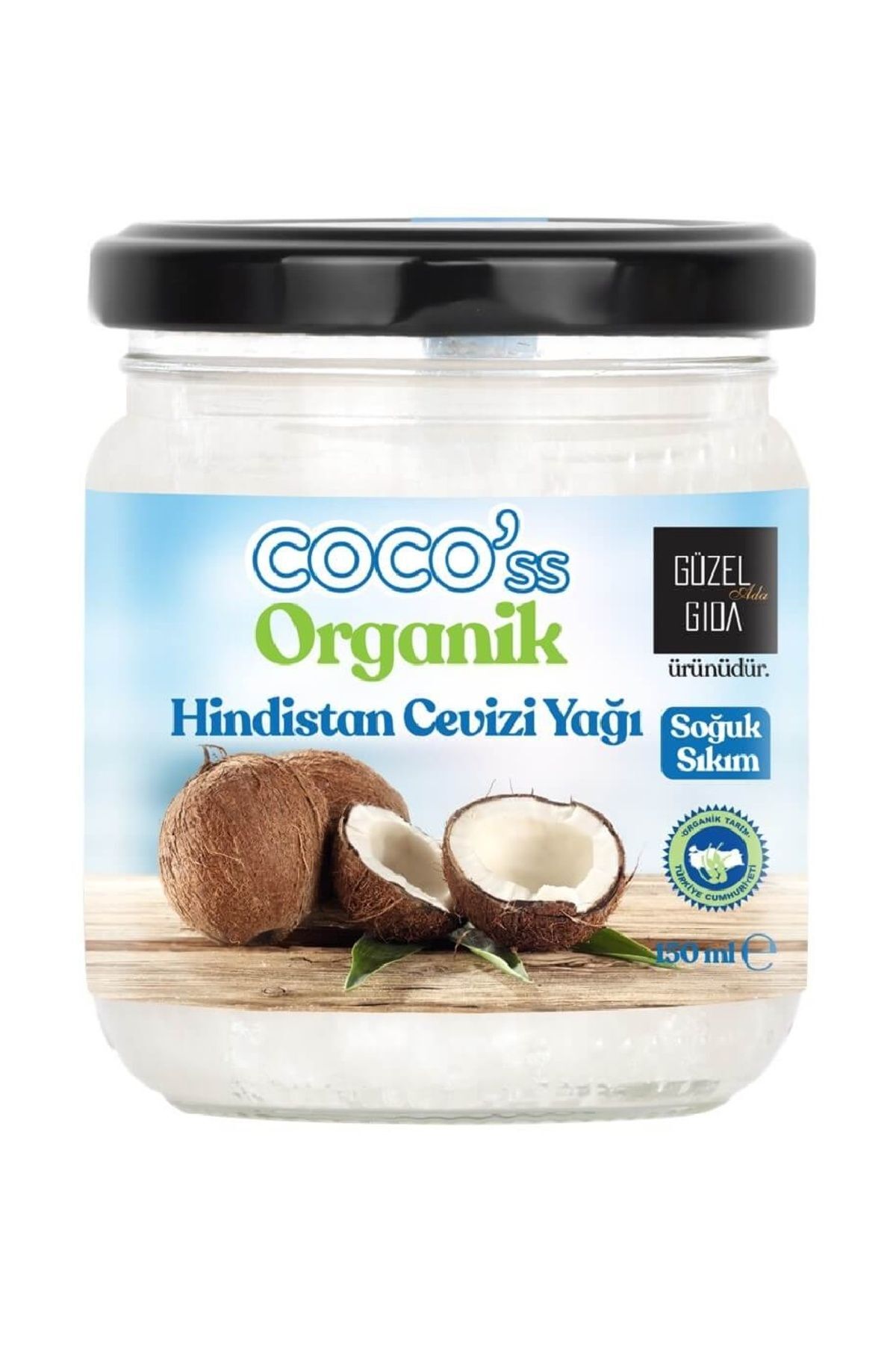 CoCo Organik, Soğuk Sıkım Hindistan Cevizi Yağı 150 Ml (vegan)