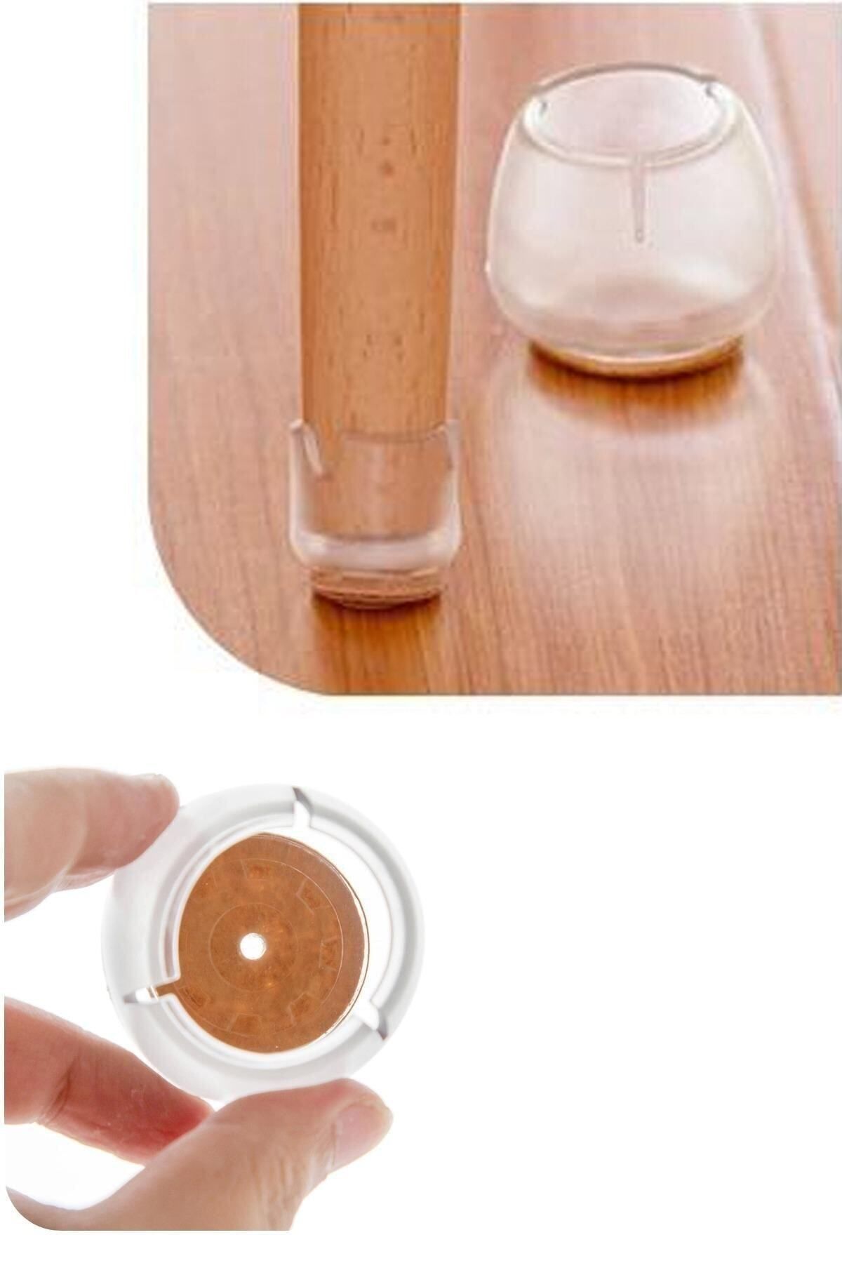 Adem Koç Sandalye Pabucu 4 Adet Şeffaf, Masa Sandalye Zemin Koruyucu 17-21 Mm Şeffaf