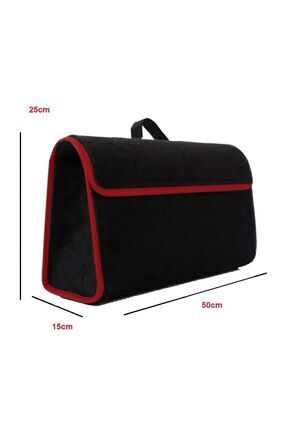 MeyZone Araba Bagaj Çantası Cırtcırtlı Kırmızı Çizgili Oto Halı Bagaj Organiz...