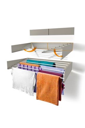 lemoduler Belize 120 Cm Katlanabilir Çamaşır Kurutma Askısı, Duvara Monte Kur...