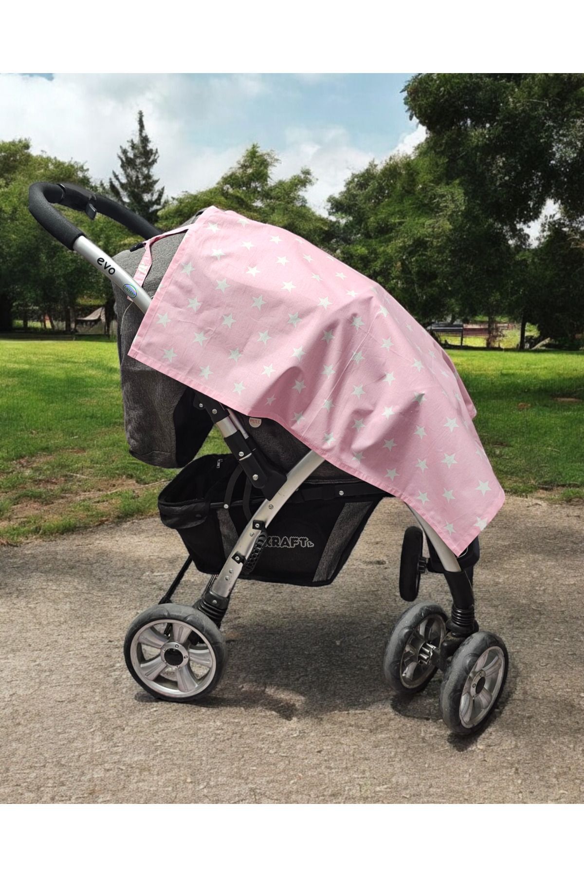 BeybiNest Balenli Emzirme Önlüğü 100x80 Cm Ayarlanabilir Boy Pembe Yıldız Emzirme Örtüsü Organik Pamuklu fotoğrafı 3 (önizleme)