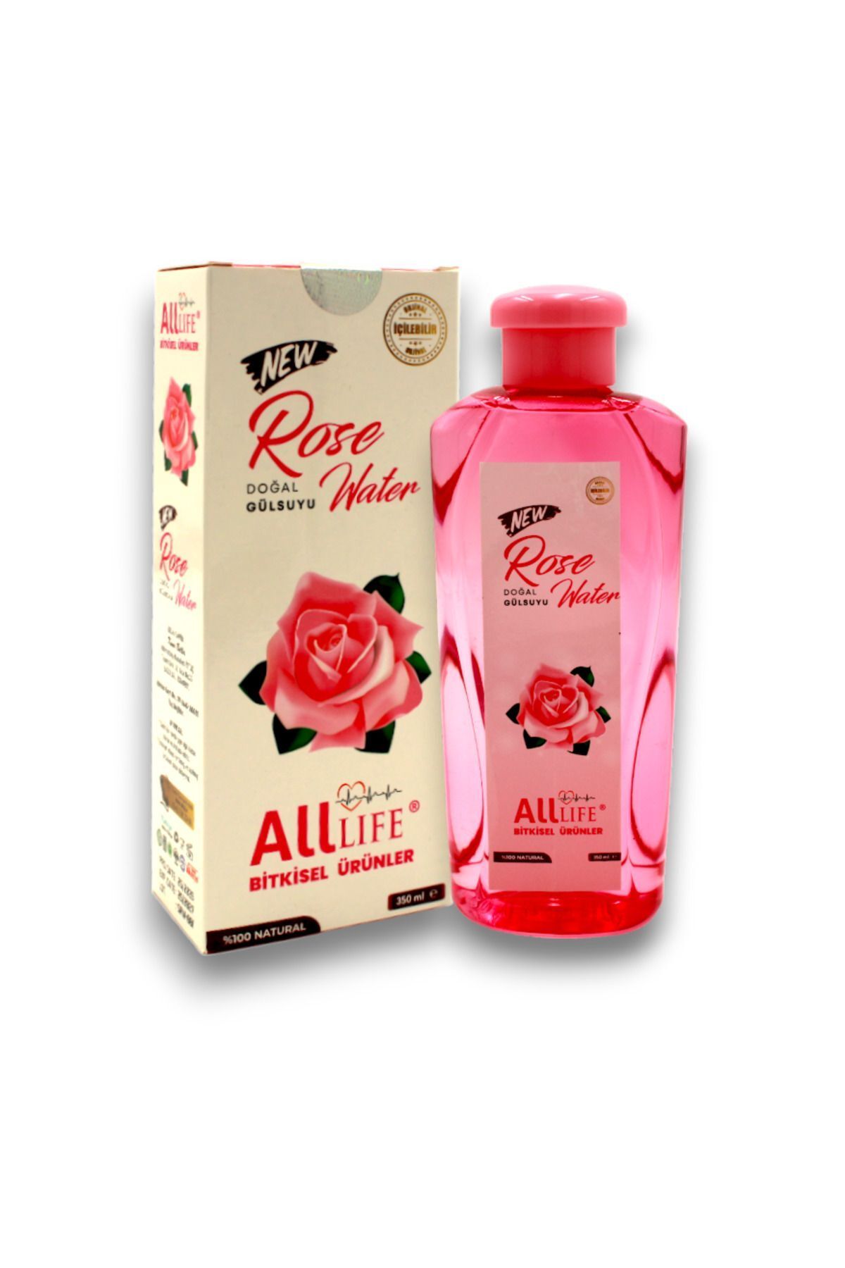 گلاب طبیعی 350 میلی لیتری قابل شرب alllife