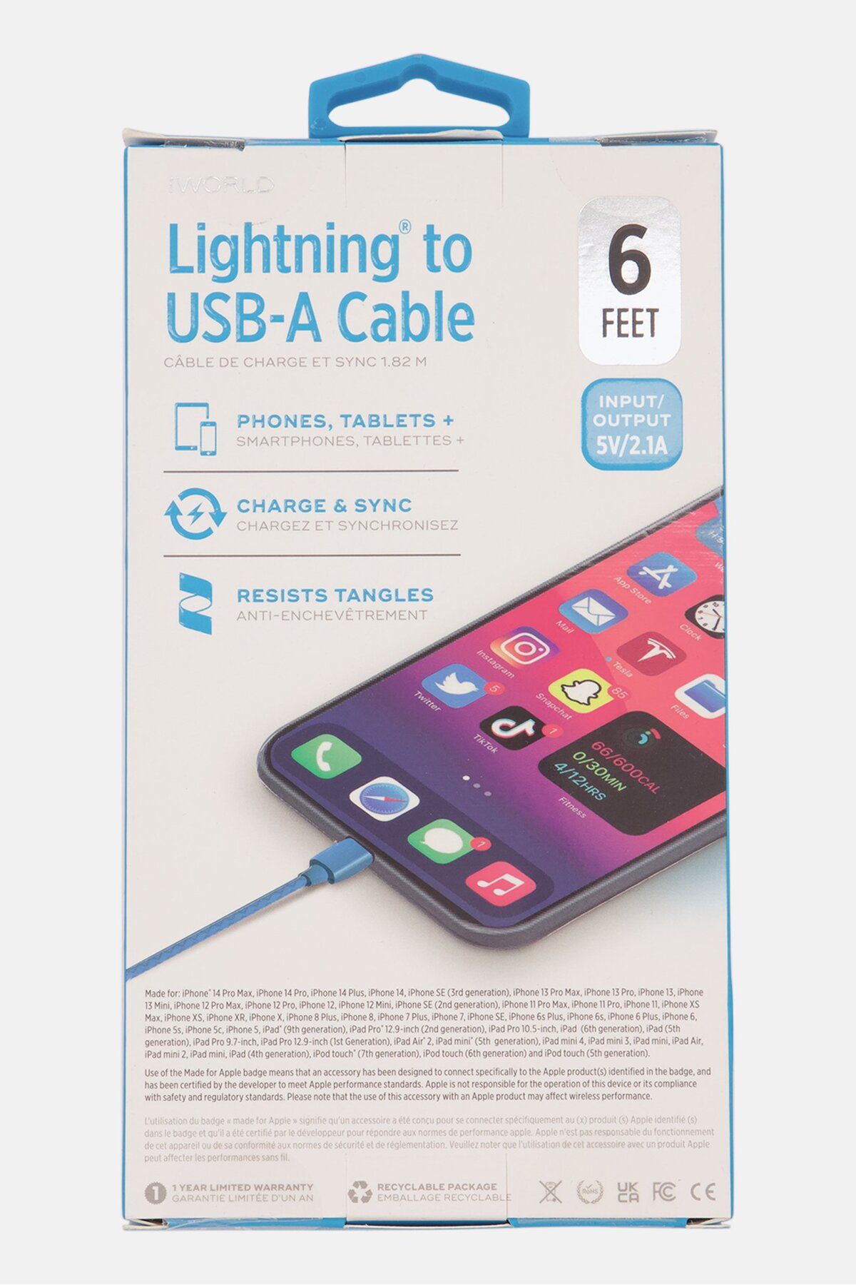 iWorld-Lightning To USB Cable, Blue 2