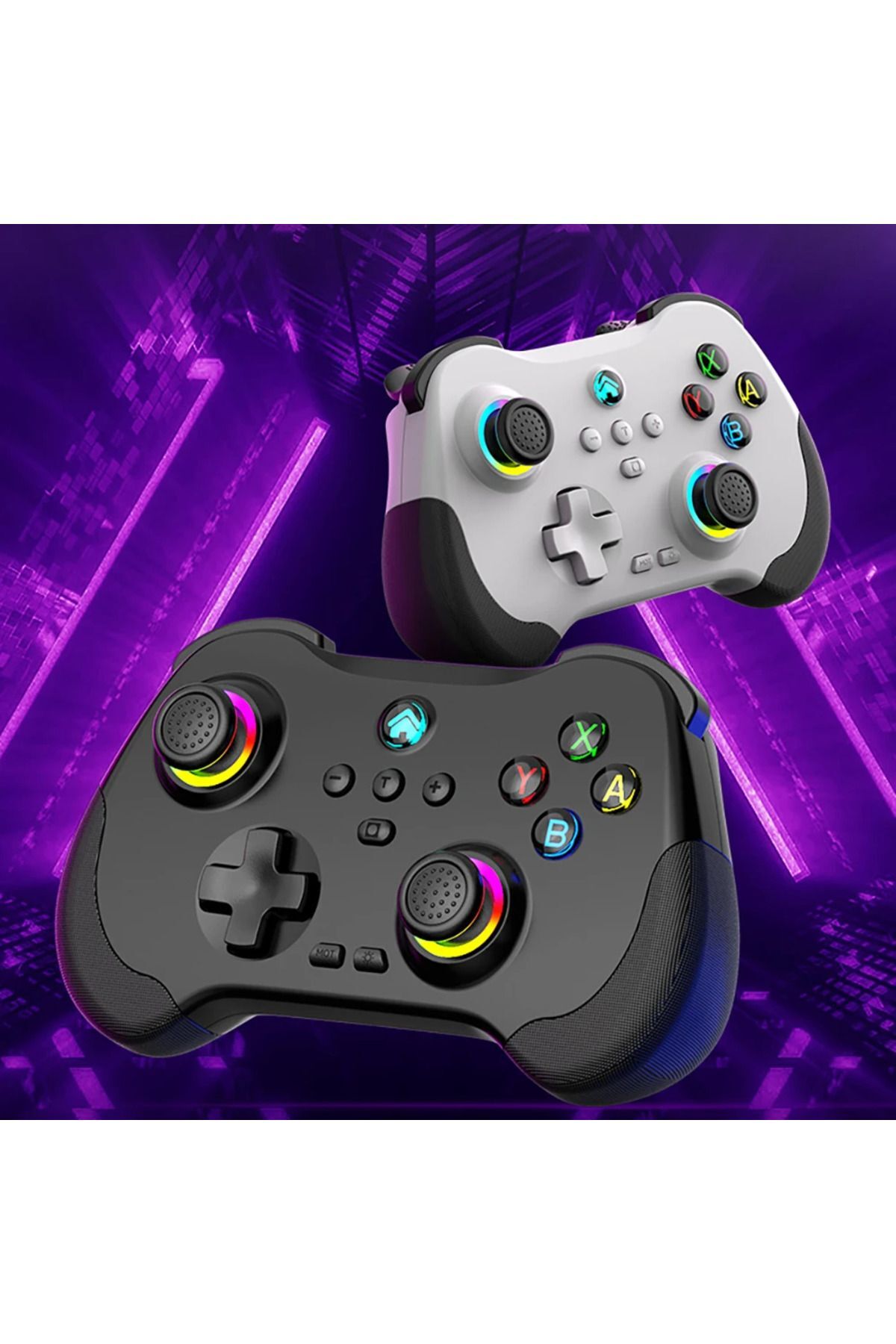 Z01 Rgb Işıklı Switch/Ps3/Ps4/Android/iOS MFi/Pc/Steam Uyumlu Kablosuz Bluetooth Gamepad 8