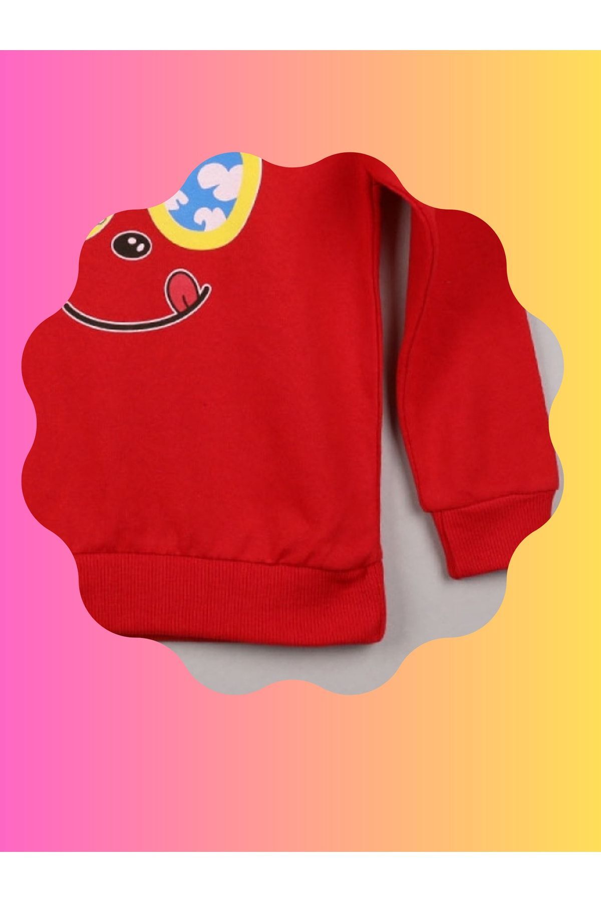 سویشرت پسرانه قرمز edoy | TDY7007 اورجینال - تصویر 3