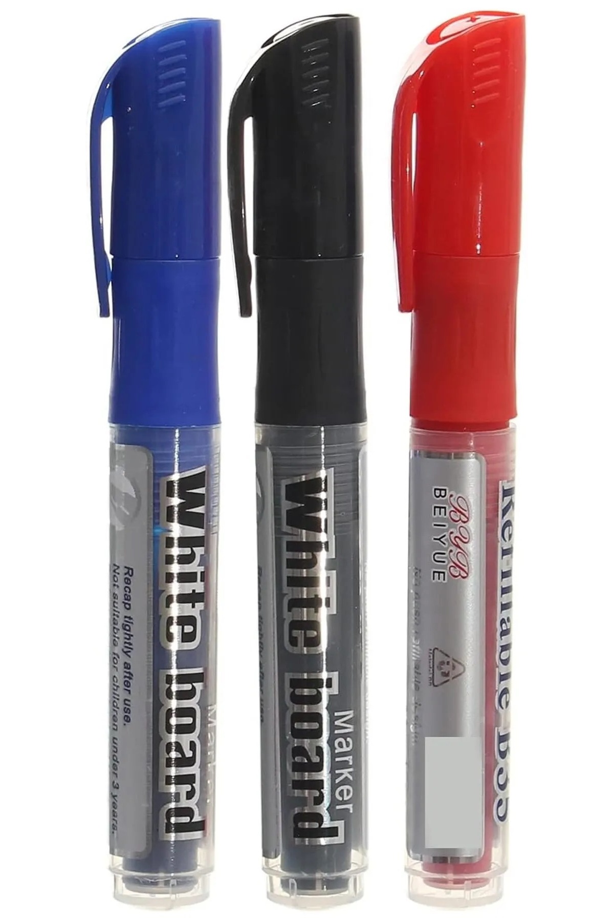 Modellino 3 Adet Mavi Siyah Kırmızı Tüplü BYB Kartuşlu Beyaz Tahta Kalemi