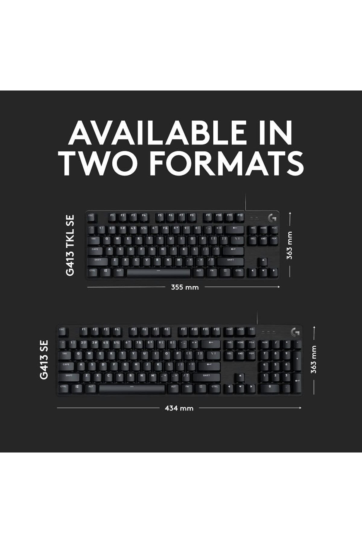 logitech-لوحة مفاتيح ميكانيكية للألعاب G413 Se بالحجم الكامل - مع مفتاح تحكم وإضاءة خلفية، أسود 6