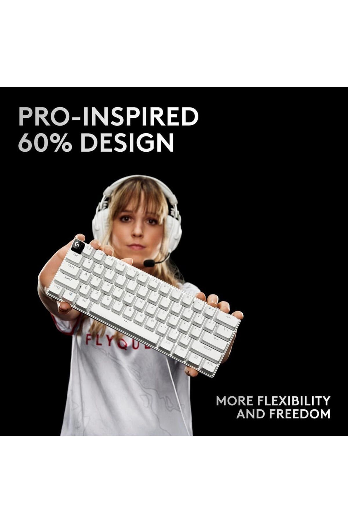 logitech-G PRO X 60 LIGHTSPEED Wireless Gaming Keyboard,TKL 60%  GX Optical Tactile Switches White 6
