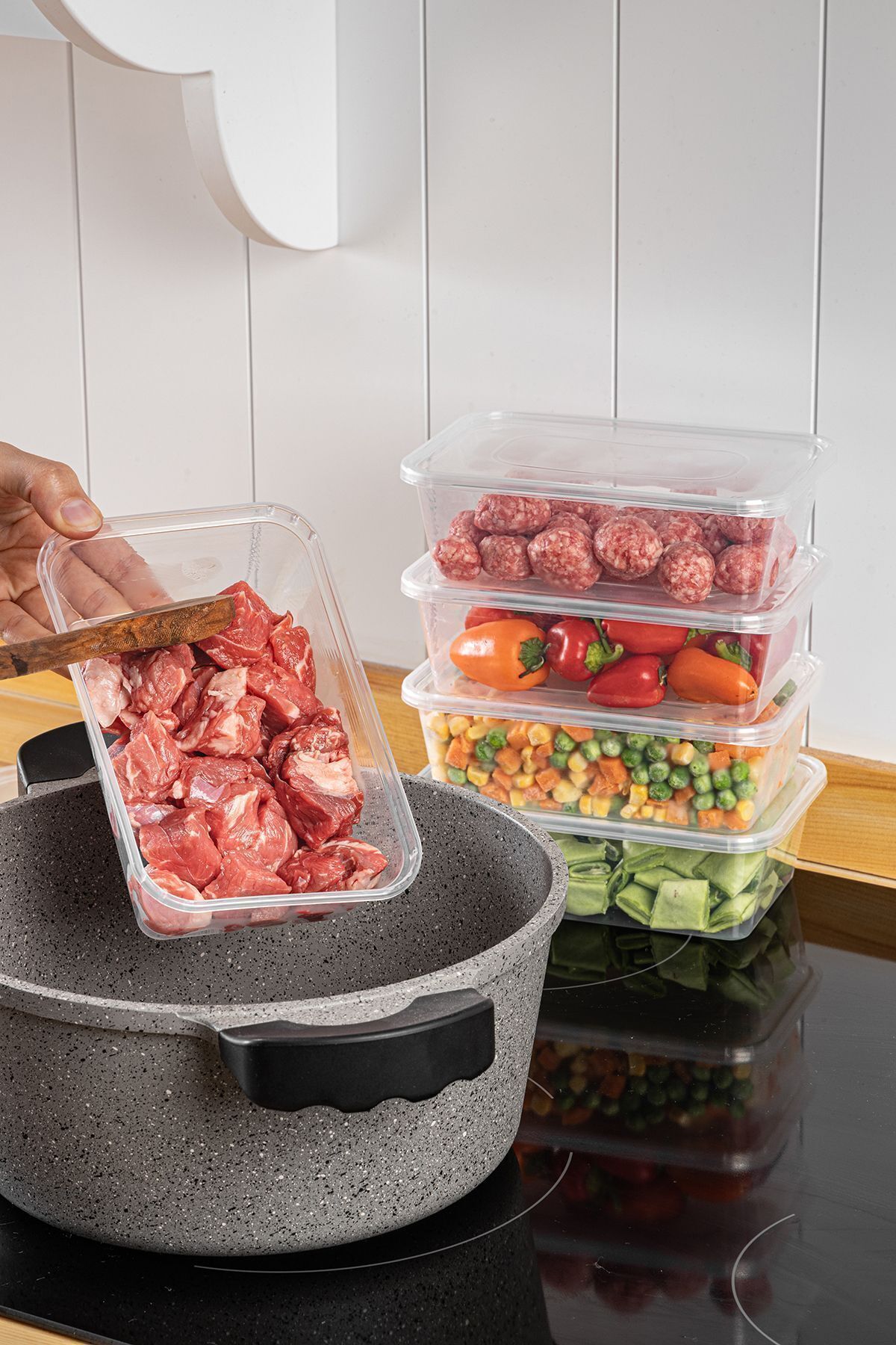 simplicity-10 Pieces of Storage Containers with Separate Lids, Suitable for 600cc Deep Freezer 2
