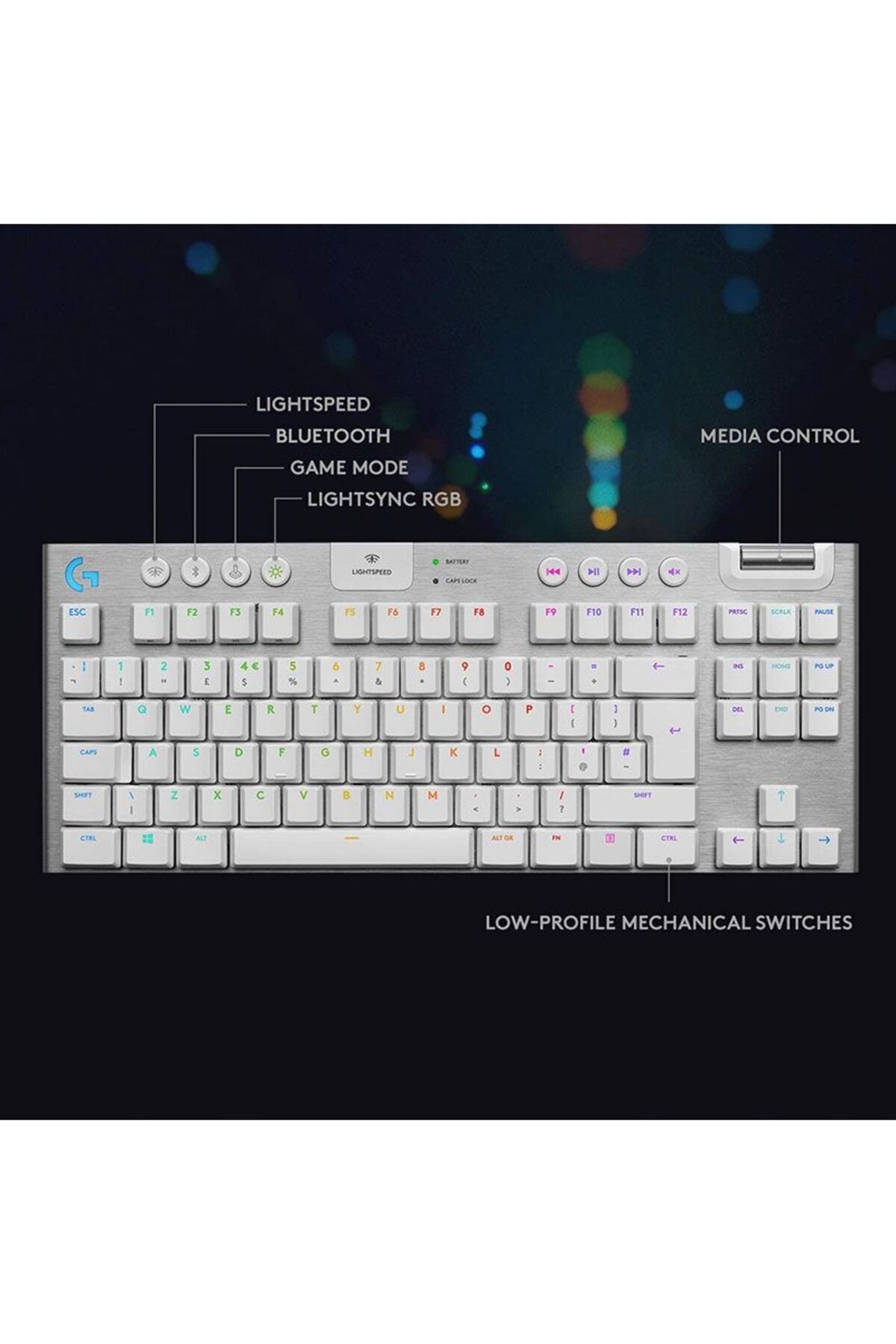 logitech-G915 TKL Tenkeyless Lightspeed Wireless White RGB Mechanical Gaming Keyboard 5