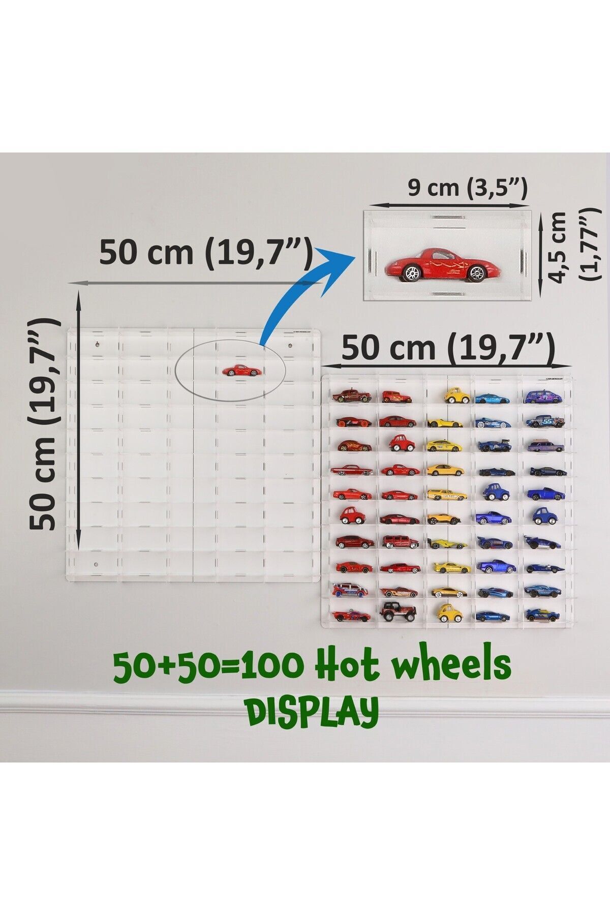 100 Hücre Akrilik 1/64 Hotwheels Matchbox Oyuncak Hobi Koleksiyon Model Araç Araba Rafı