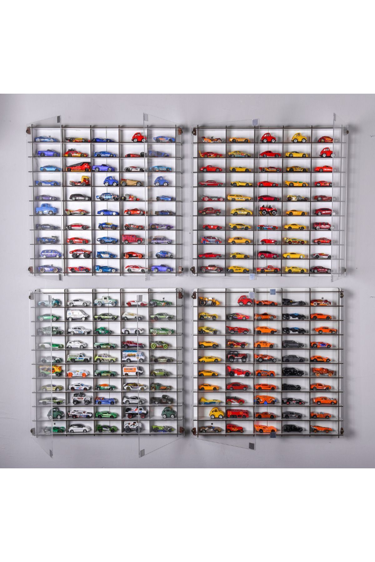 1/64 Hotwheels Matchbox uyumlu Oyuncak Model Araç Duvara Monte Pleksi Kapaklı 200 Araç Araba Rafı