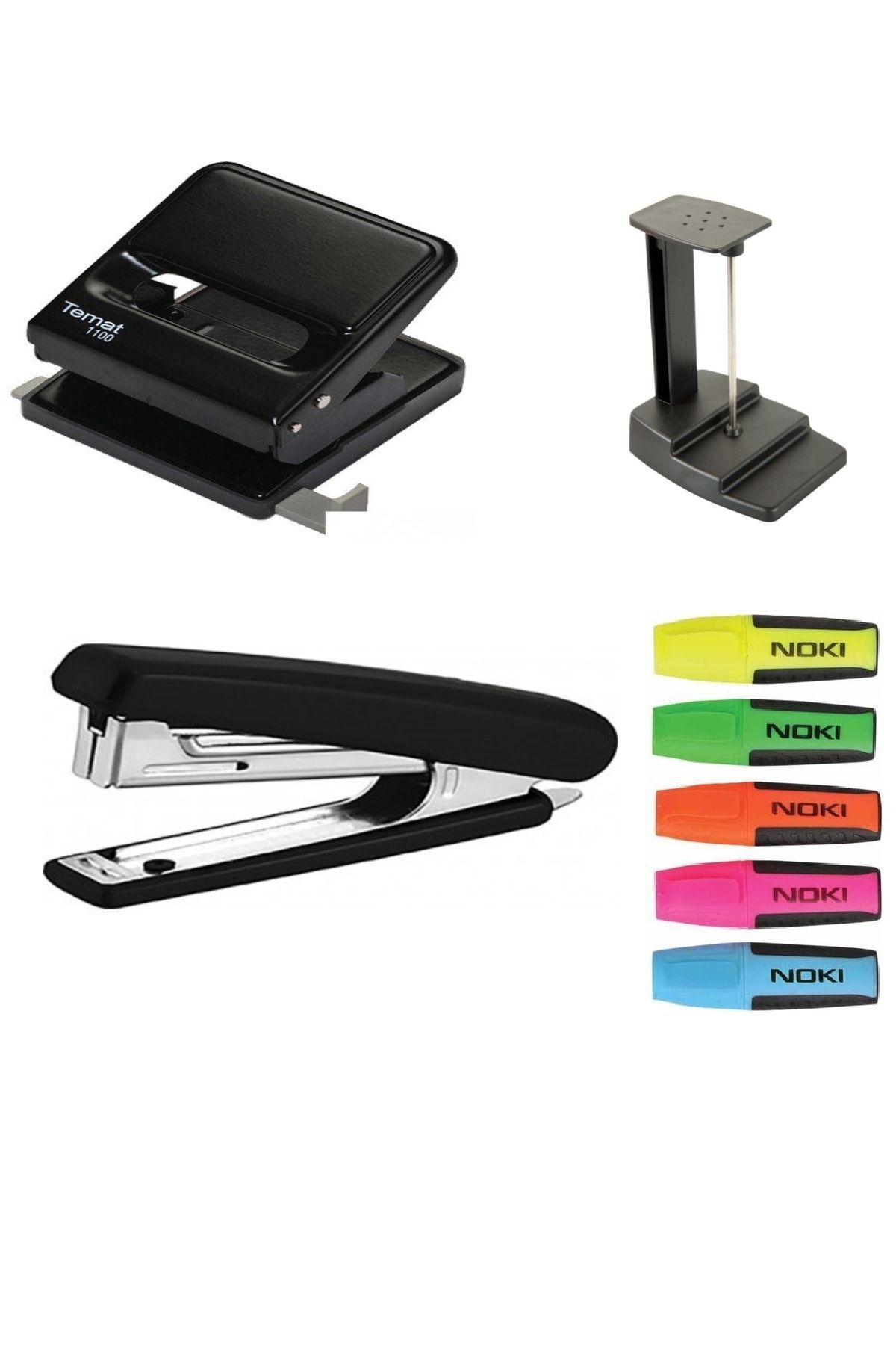 Mas-Set de birou (capsator, perforator, perforator, suport pentru documente, evidențiator, bloc cub) 3