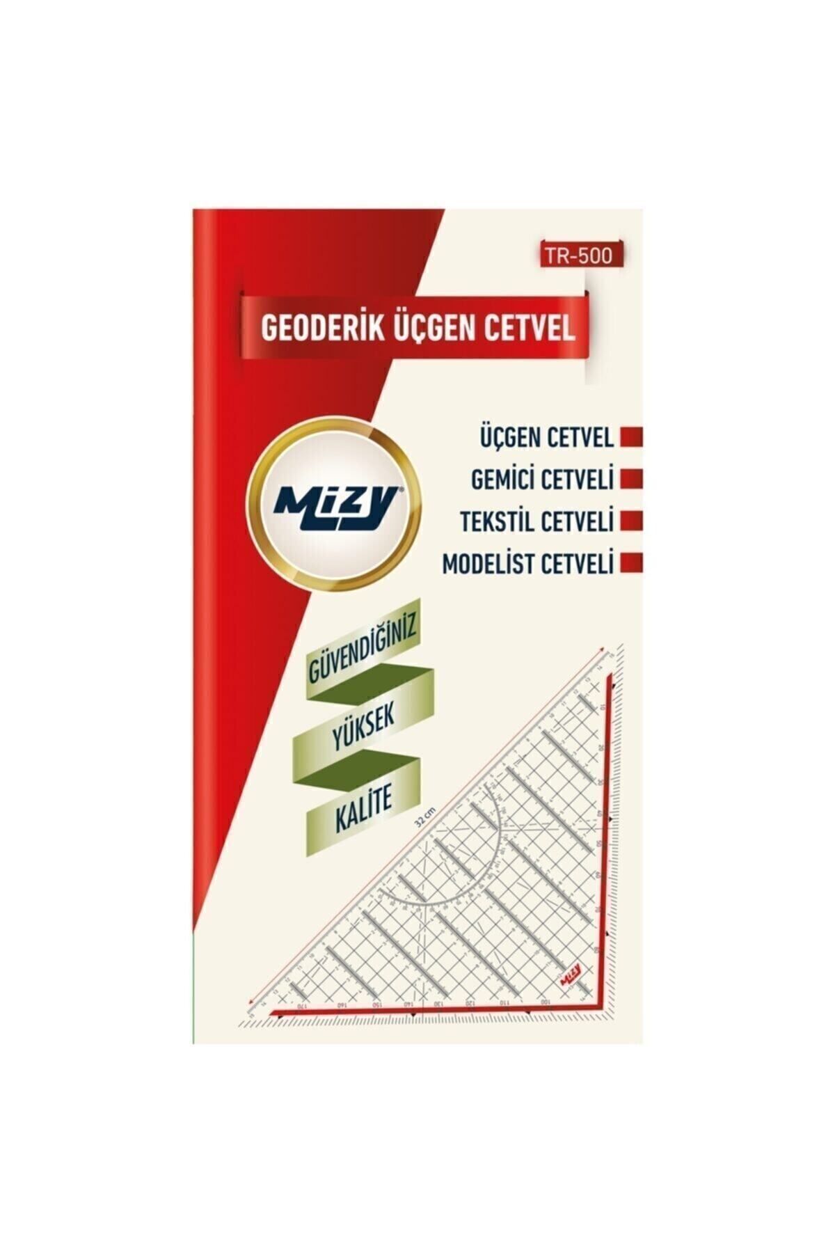 MİZY-Geoderic Triangle Ruler 32 cm with Extra Holder Scale 3