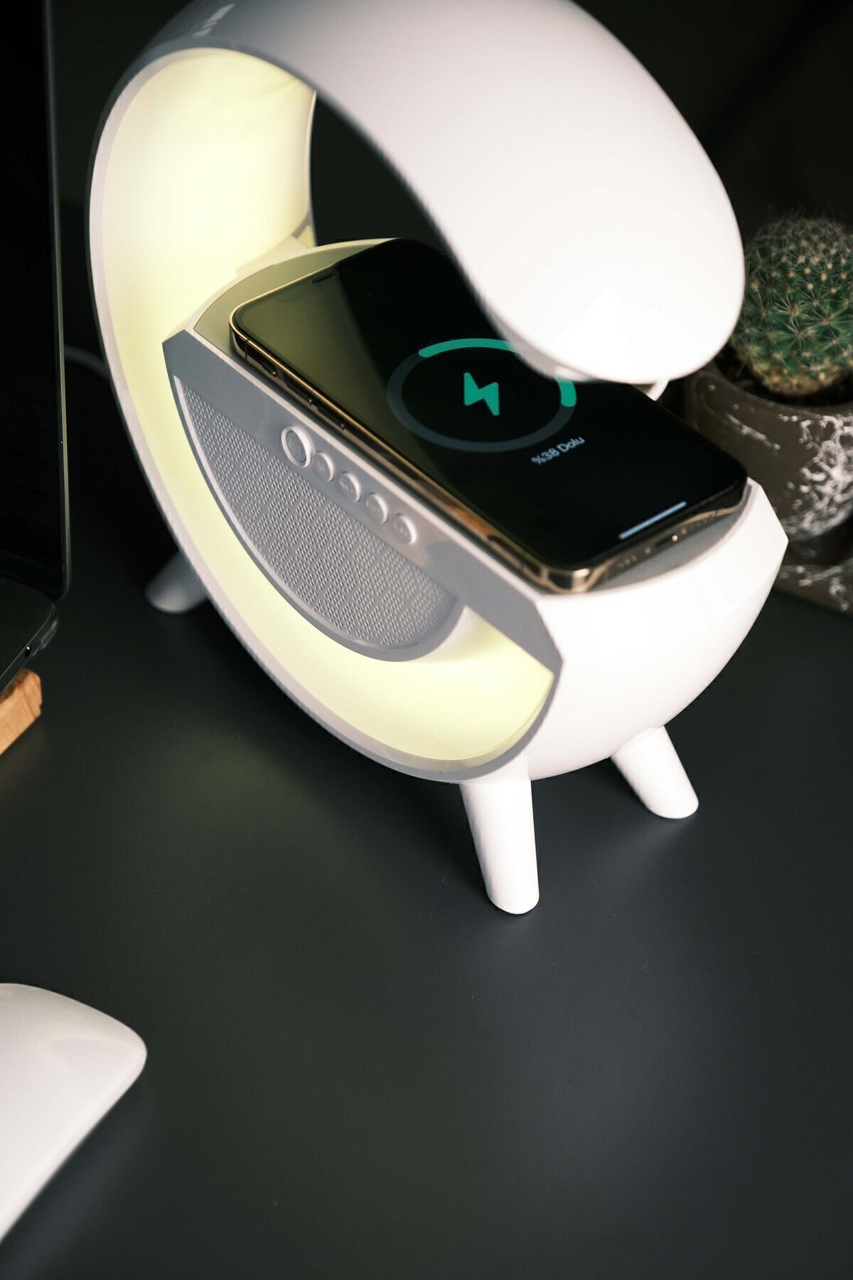 G Bluetooth Hoparlör Kablosuz Şarj Özellikli Masa Lambası Speaker Wireless Şarj 2