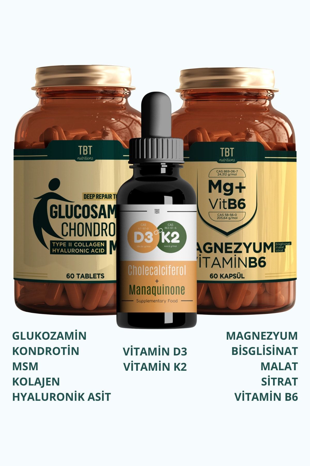 TBT Üçlü Ek Güç Paketi: Eklem Sağlığı, Magnezyum Desteği Ve D Vitamini Ile Kapsamlı Vücut Bakımı