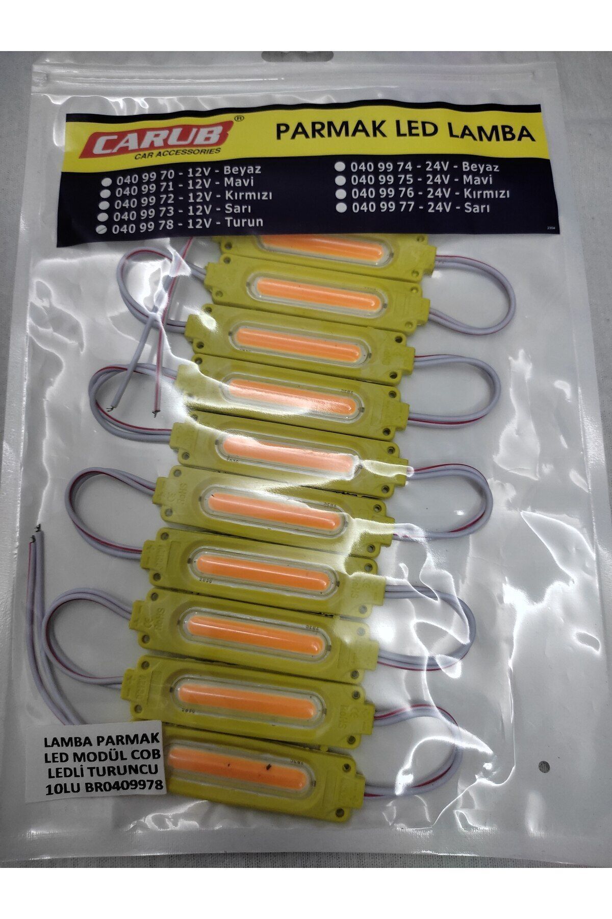 Parmak Led Modül COB Ledli (TURUNCU) SU GEÇİRMEZ (12 V)(10 aDET) - 2