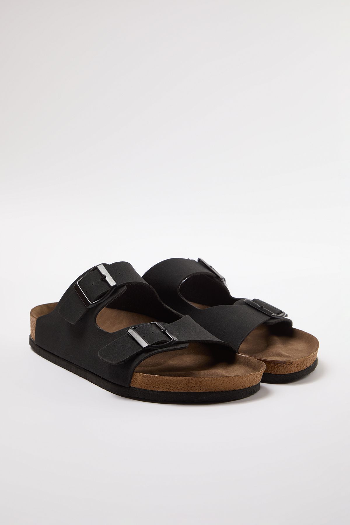 TRENDYOL SHOES-Men's Black Double Striped Slippers - Takaw25te00003 2