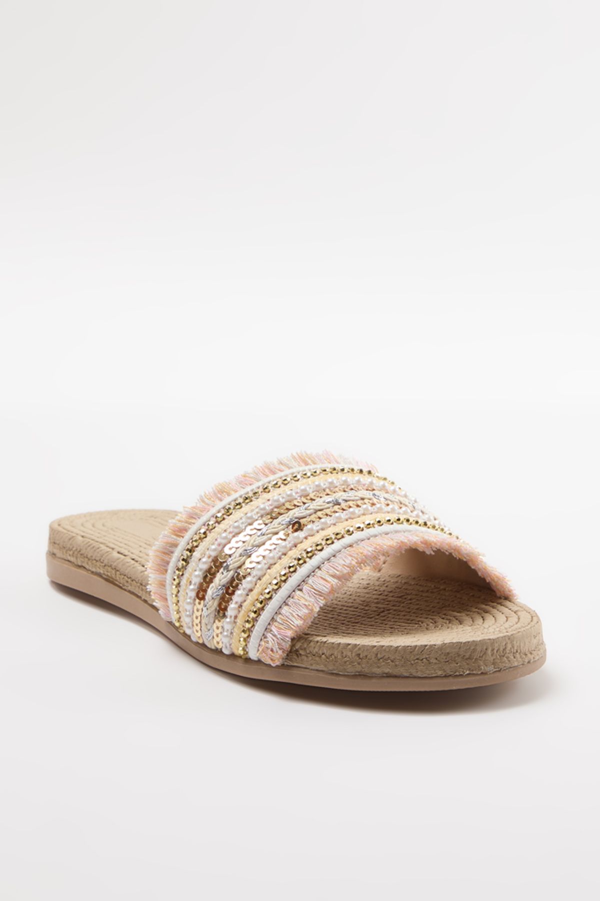 TRENDYOL SHOES-Beige Hausschuhe für Damen mit Pailletten - Gestrickt Takaw25te00001 2