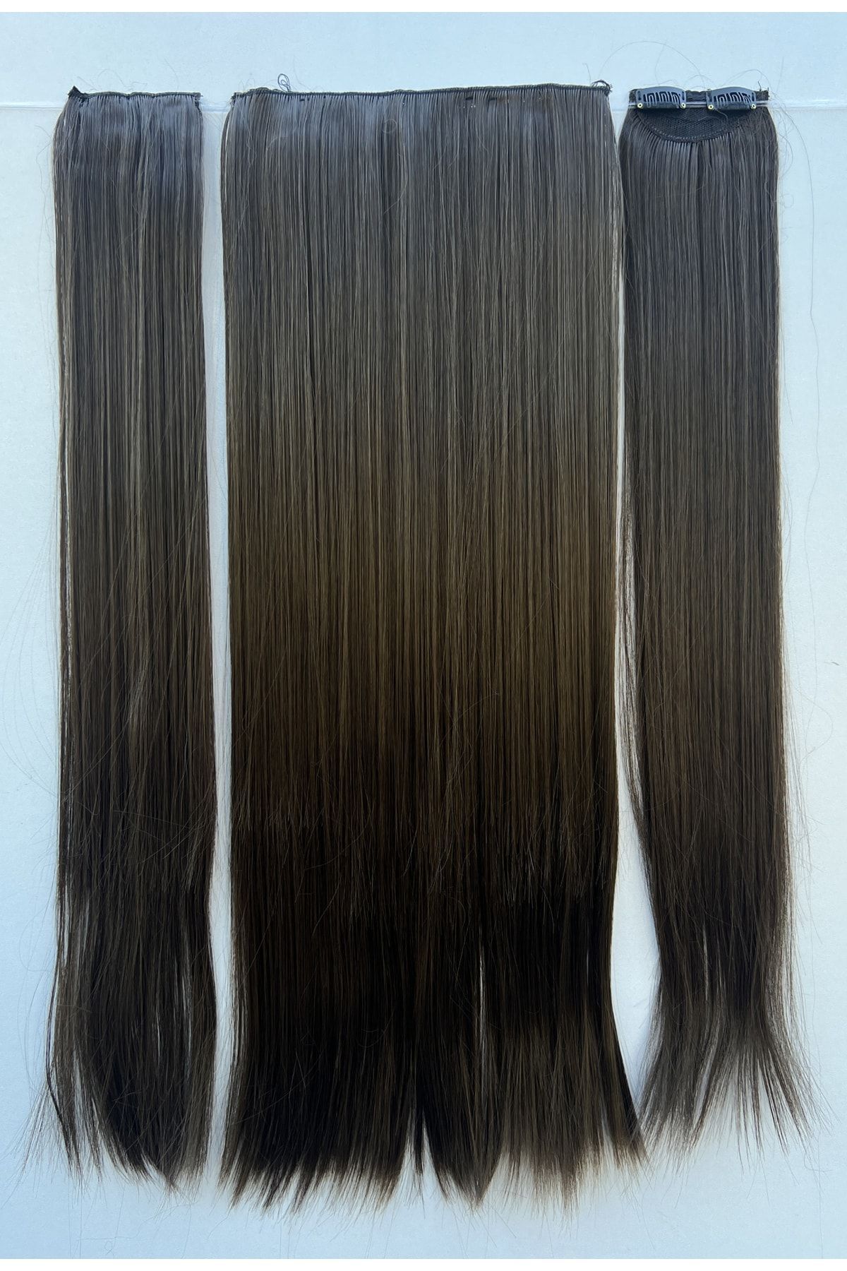 Genel Markalar Kumral Düz Uzun Yarım Ay Saç – 3 Parça Çıt Çıt 75cm. 230 Gr. Vıp Serı