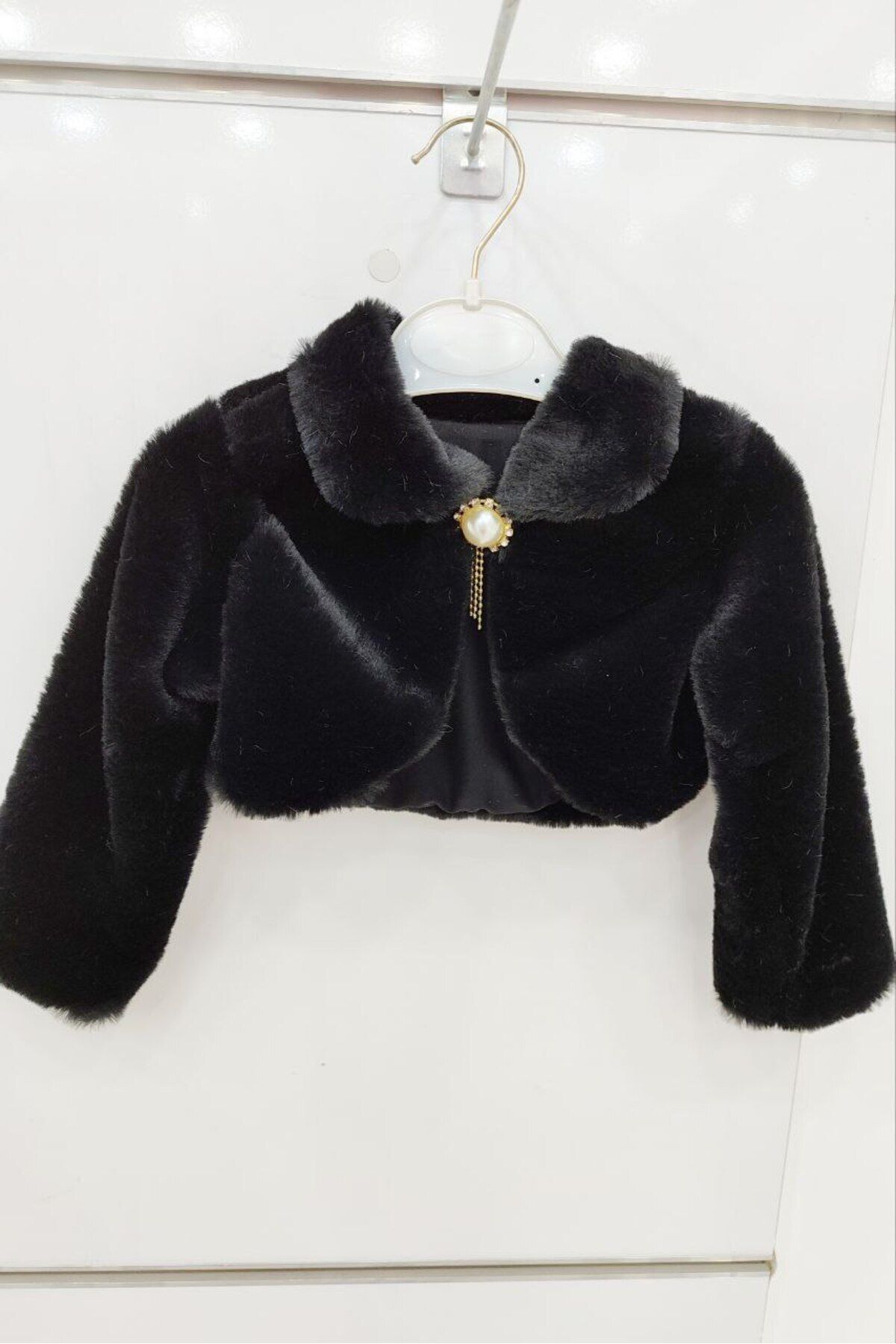 Kız Çocuk Siyah  Peluş Bolero ABY700