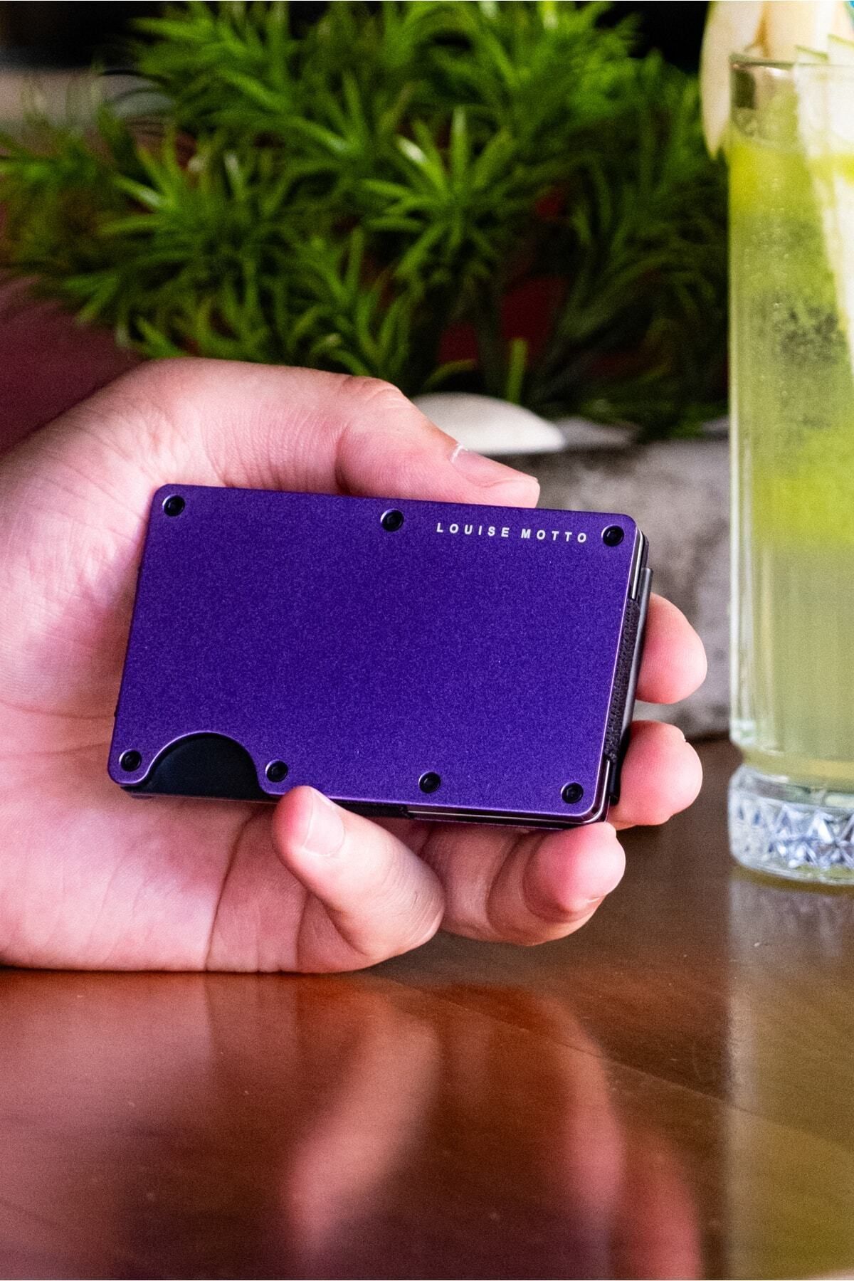 کیف پول و جاکارتی فلزی مدرن با محافظ RFID - مدل Cardx Burano Clips (بنفش) Louise Motto