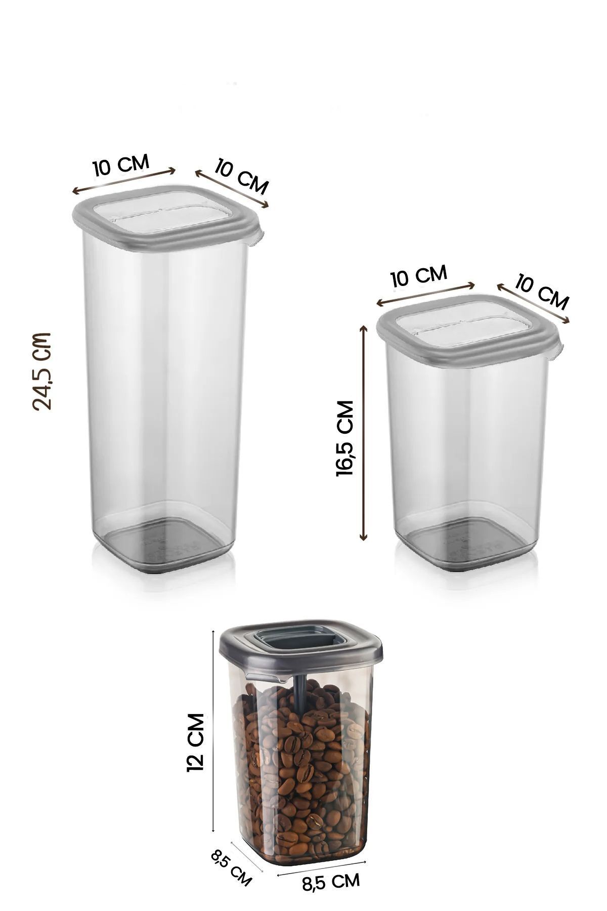 Kitchen Life-12-Piece Labeled Square Food Storage Container and Spice Jar Set with Spoon (1750ML 1200ML 400 ML) 2