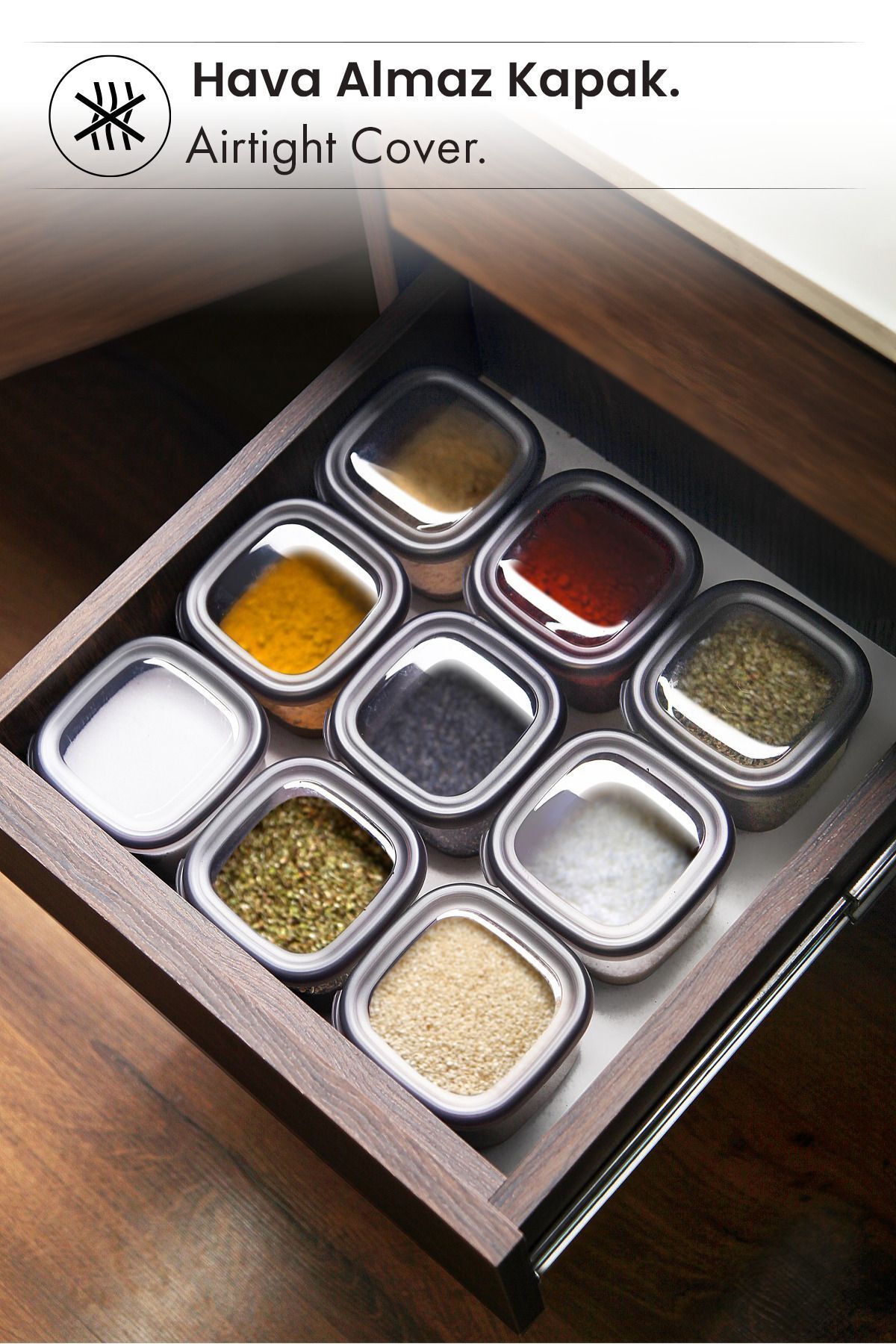 Kitchen Life-18-Piece Square Labeled Square Food Storage Container Set x6 (550ml-1200ml-1750ml) Jar with Hard Lid 2
