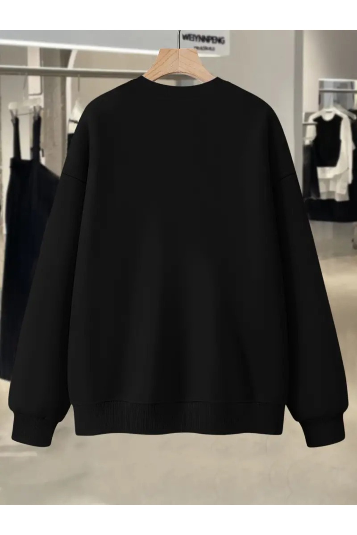 EYAX MODA KADIN Bisiklet Yaka Sweatshirt görsel 2