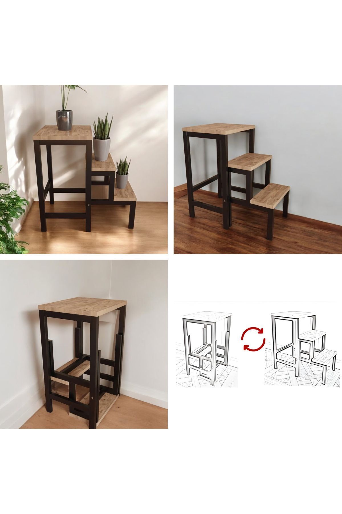 orlantha-Decorative Flower Pot Stool - Folding Ladder, Multi-Purpose Coffee Table 1