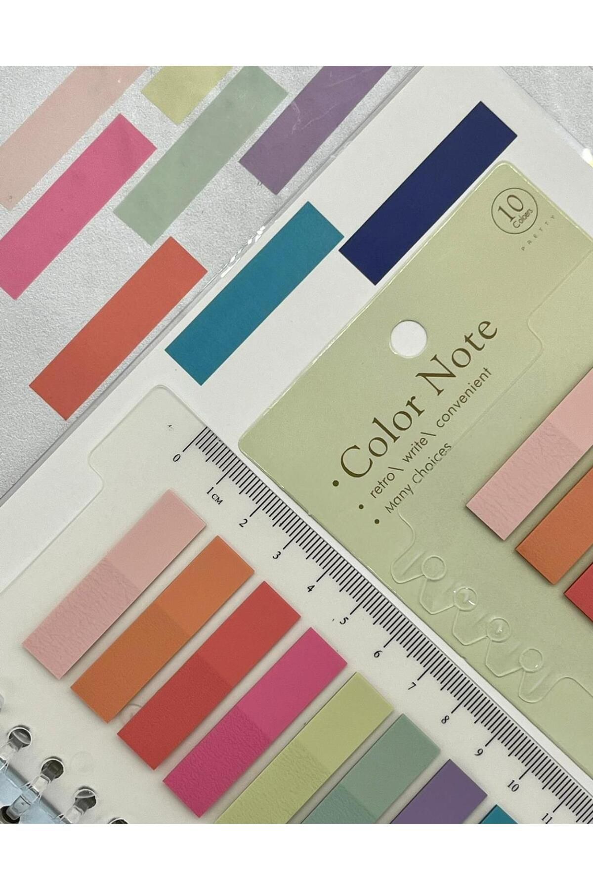 Kağıt Gemi Dükkan-Pink and Blue Tones with 10 Colored Rulers Transparent Pet Index / Index Sticker / Postit / Post-it 2
