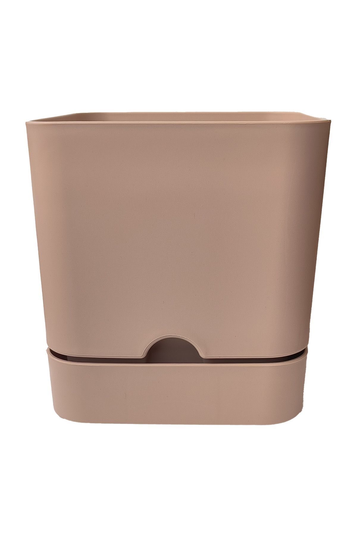1.5 Liter Beige Begonia Square Flower Pot Matte Drained Saucer Plastic Flower Pot