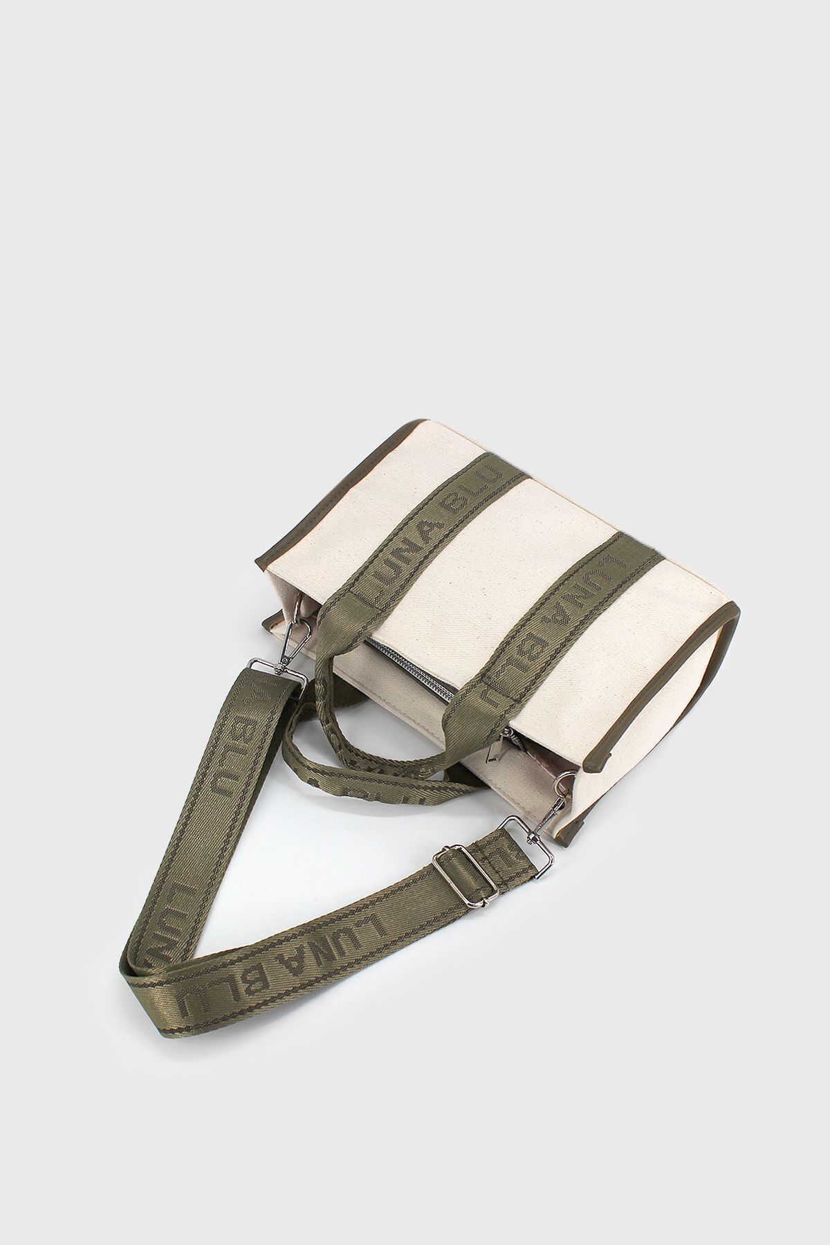LUNABLU-Women's Khaki Canvas Crossbody Bag 5