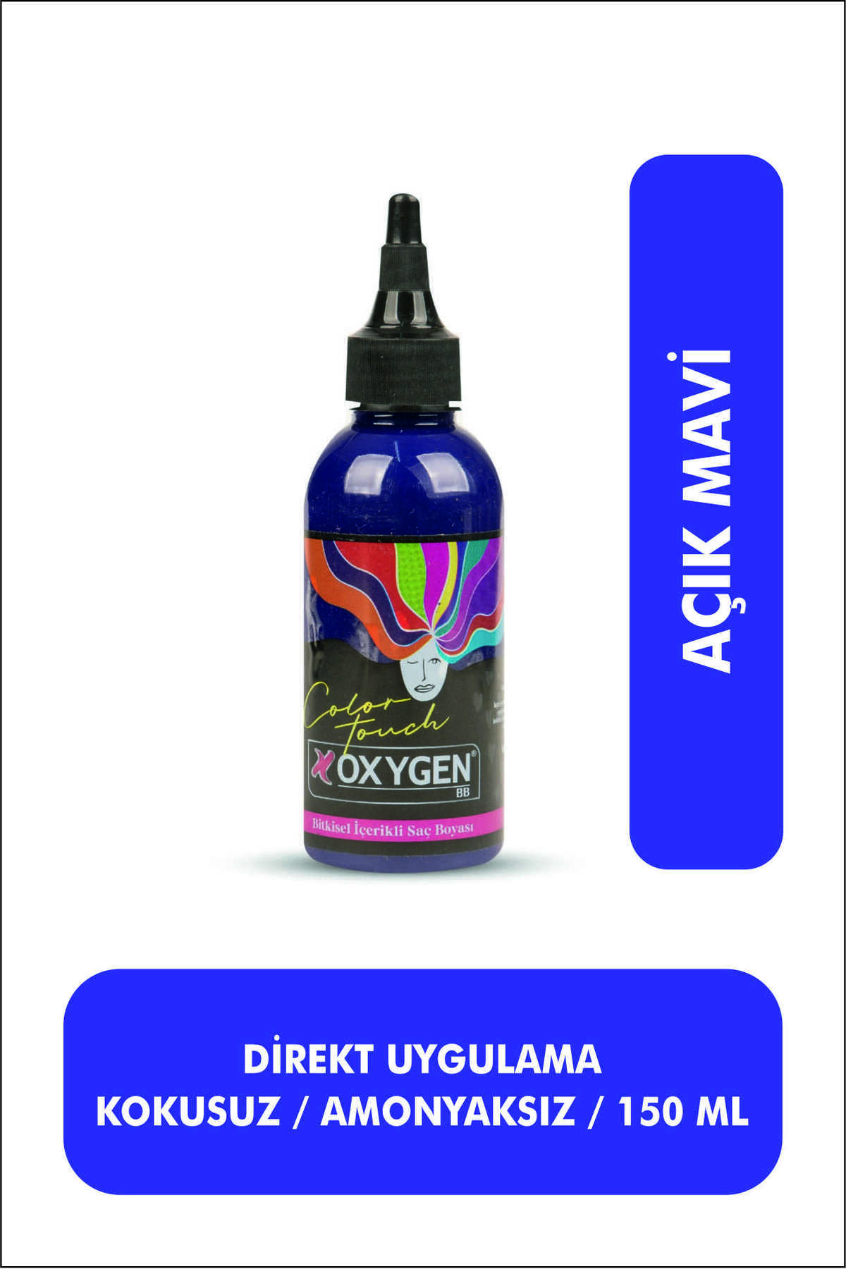 BBOXYGEN Açık Mavi Mavisi Bitkisel Içerikli Renkli Saç Boyası 150 Ml | Color Touch