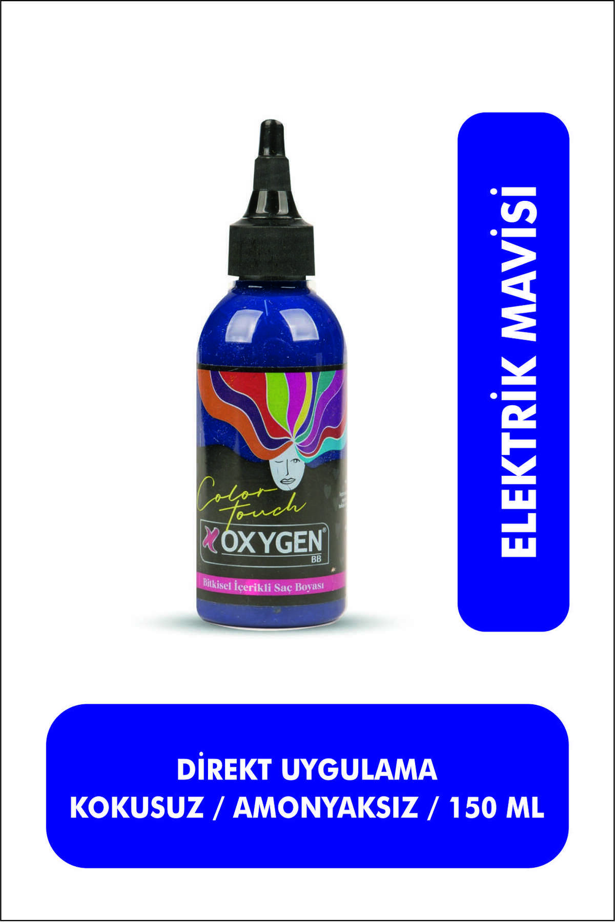 BBOXYGEN Elektrik Mavisi Mavisi Bitkisel Içerikli Renkli Saç Boyası 150 Ml | Color Touch