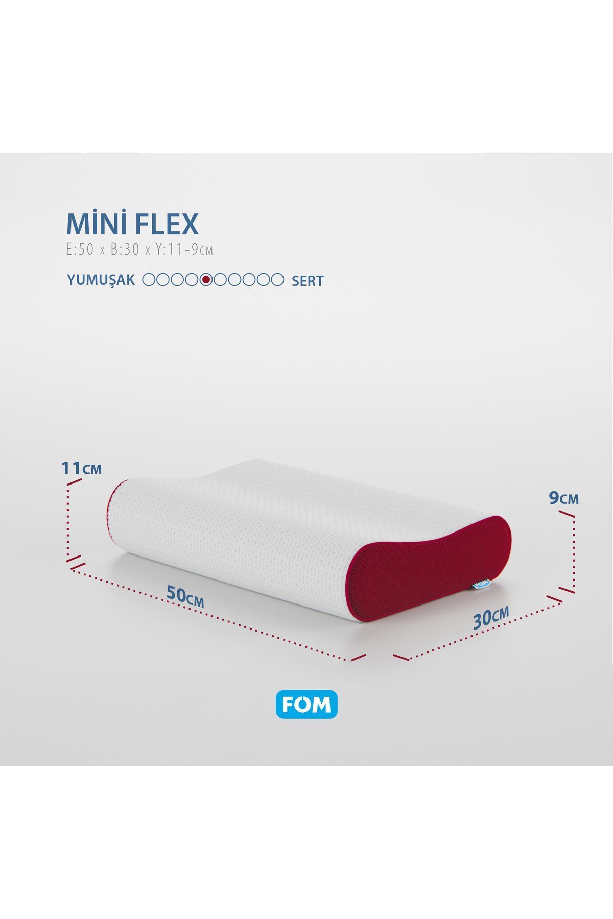 FOM-Orthopedic Mini Flex Visco Sleeping Pillow - For Children and Travel, Red, 50x30x11/9 3