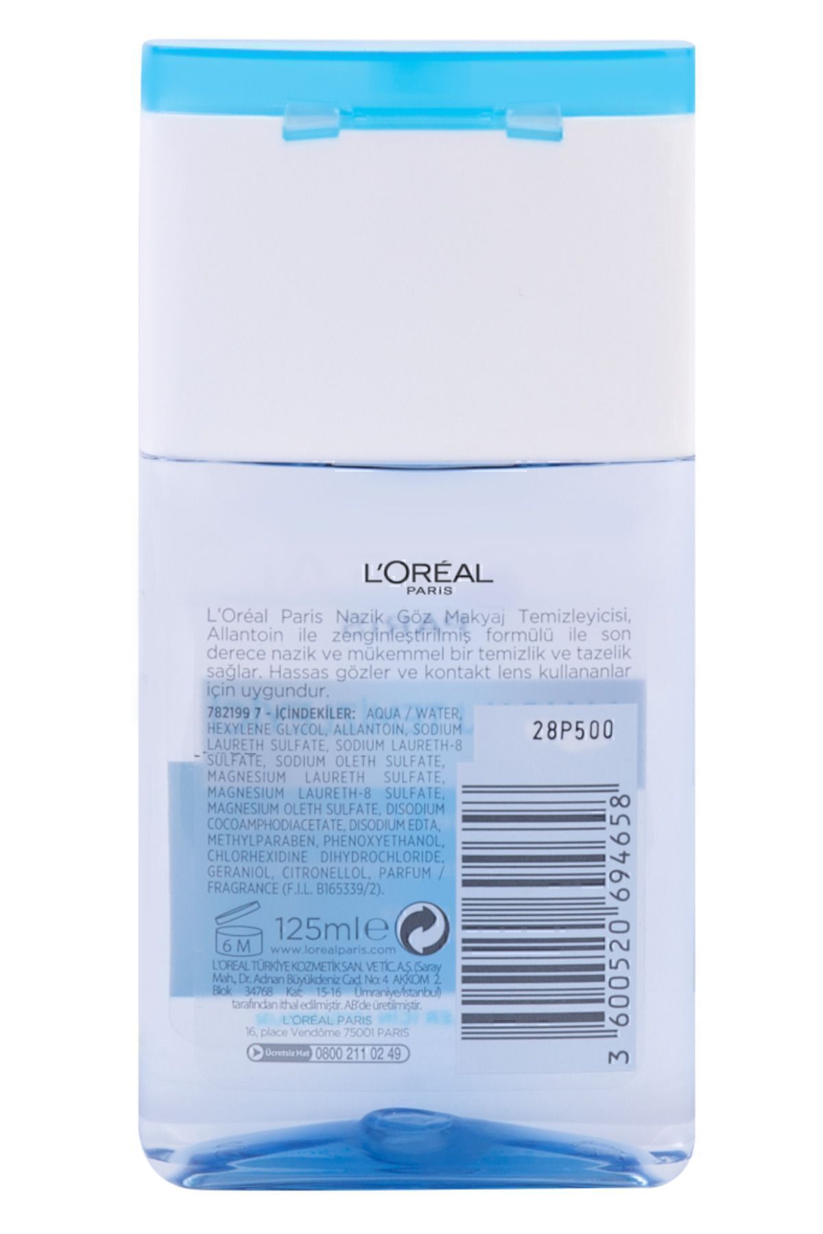 L'Oreal Paris لوسیون پاک کننده آرایش چشم Dermo Expertise ویژه آرایش های ضد آب و چشم های حساس 125 میل