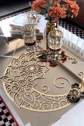 Numa Concept Mandala Ay Mdf Üzeri Gold Pleksi Duvar Dekorasyon Lazer Kesim 49...