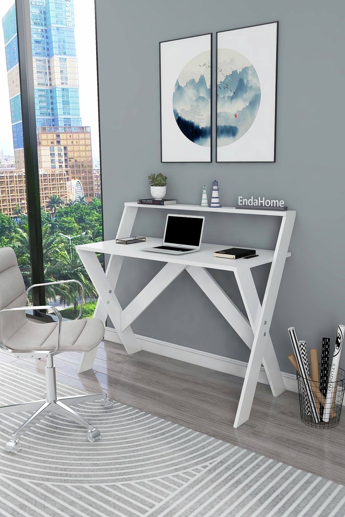 İQAS 50x90 Cm Desk Laptop Computer Desk Office Course Dining Children's Desk White