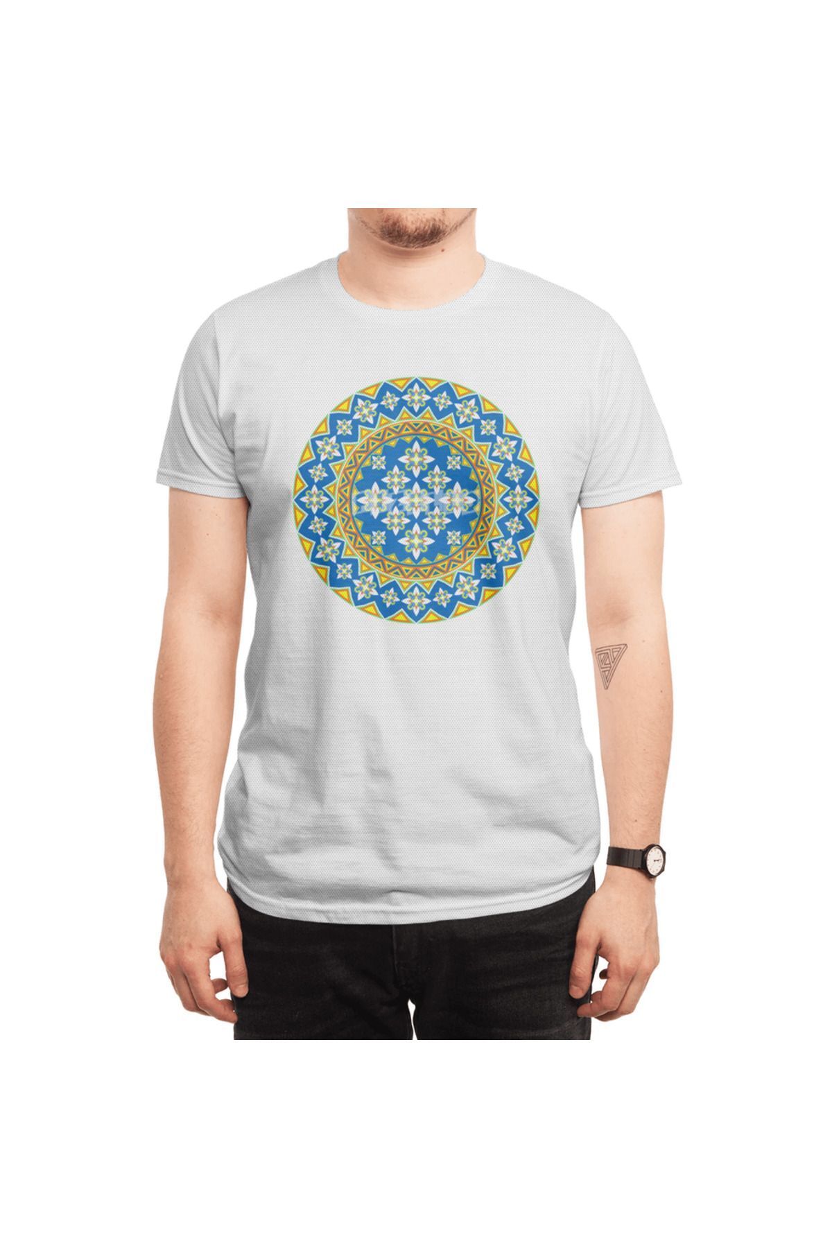 Fizello-Λευκό μπλουζάκι Unisex - Σχέδιο Space Flower Array 6