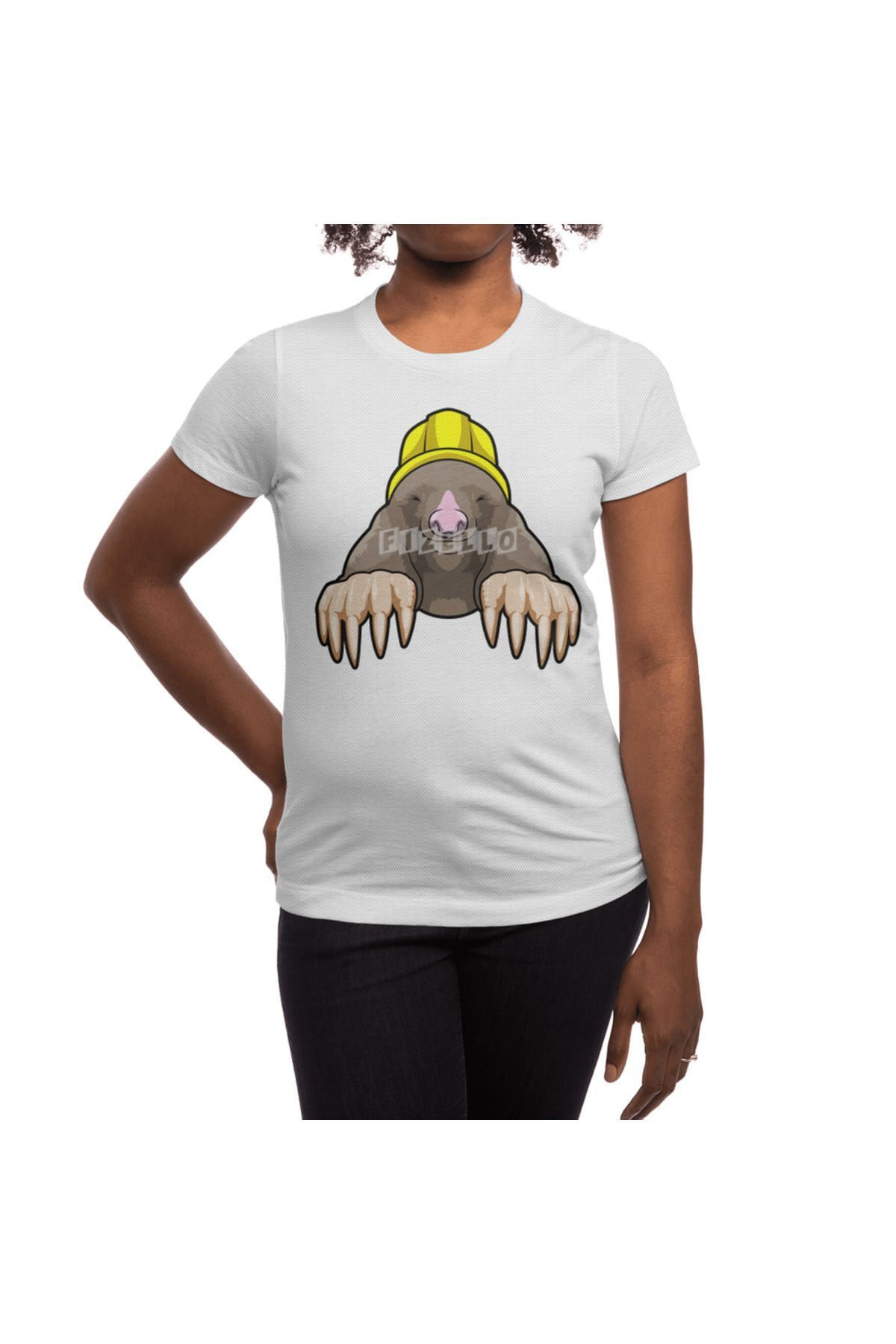 Fizello-Ανδρικό και γυναικείο λευκό μπλουζάκι Unisex - As Miner With Helmet Design 3