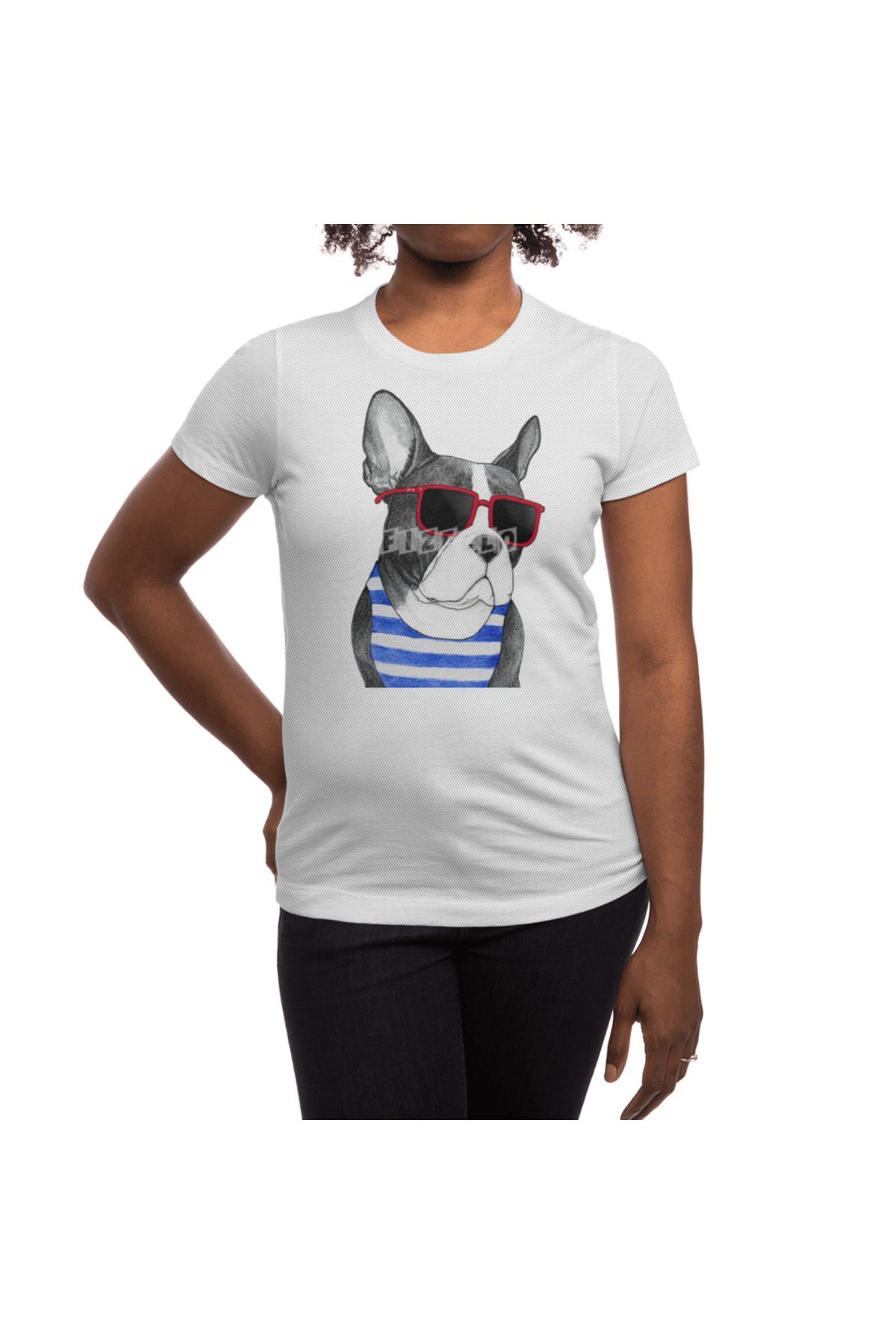 Fizello-Λευκό μπλουζάκι Frenchie Summer Style Unisex - Ανδρικό και γυναικείο μπλουζάκι 3