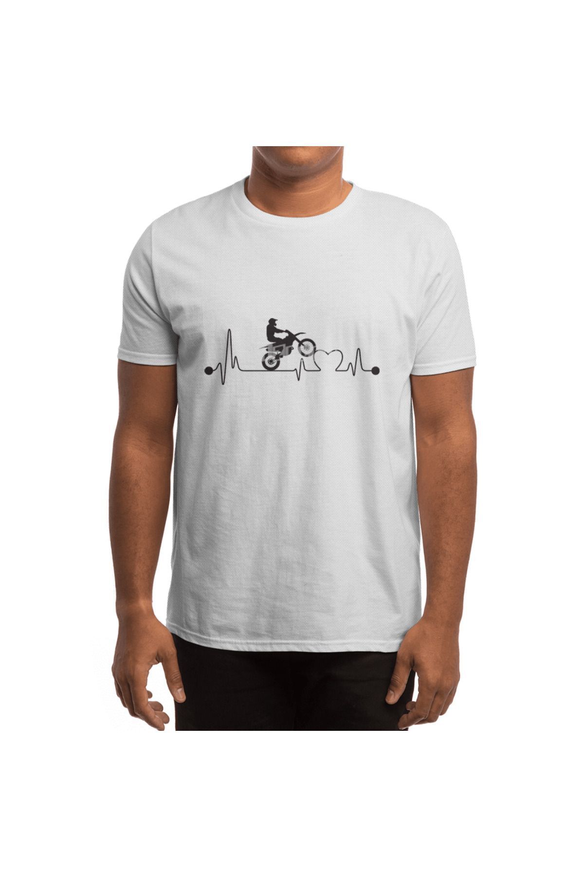 Fizello-Dirt Bike Heartbeat Offroad Motorbike Pulse - Tricou alb unisex 4