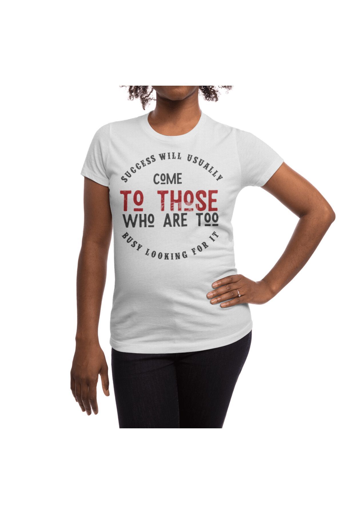 Fizello-Λευκό μπλουζάκι Unisex - 'Success Will Συνήθως Come To Those Who Are Too Busy Looking For It' 5