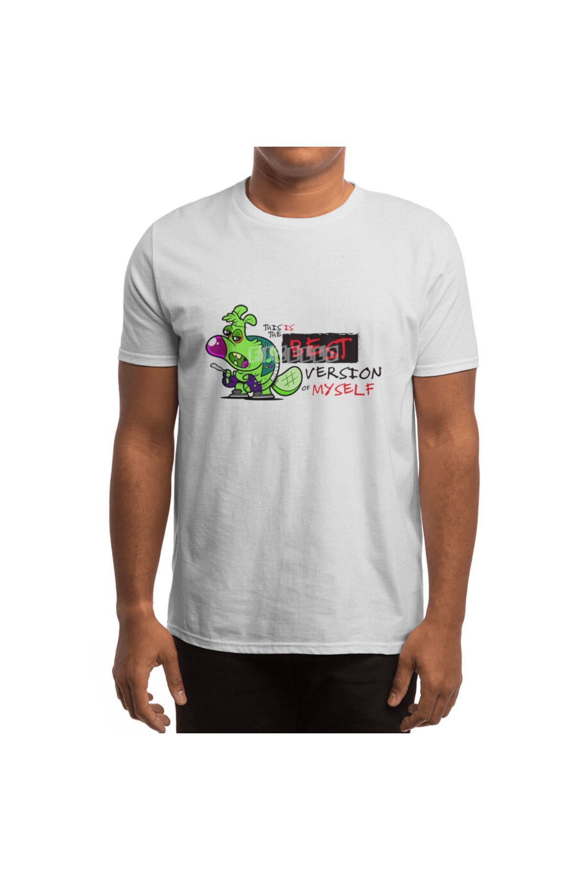 Fizello-Λευκό μπλουζάκι για άνδρες και γυναίκες - Unisex, μπλουζάκι 'Best Version Of Myself' 4
