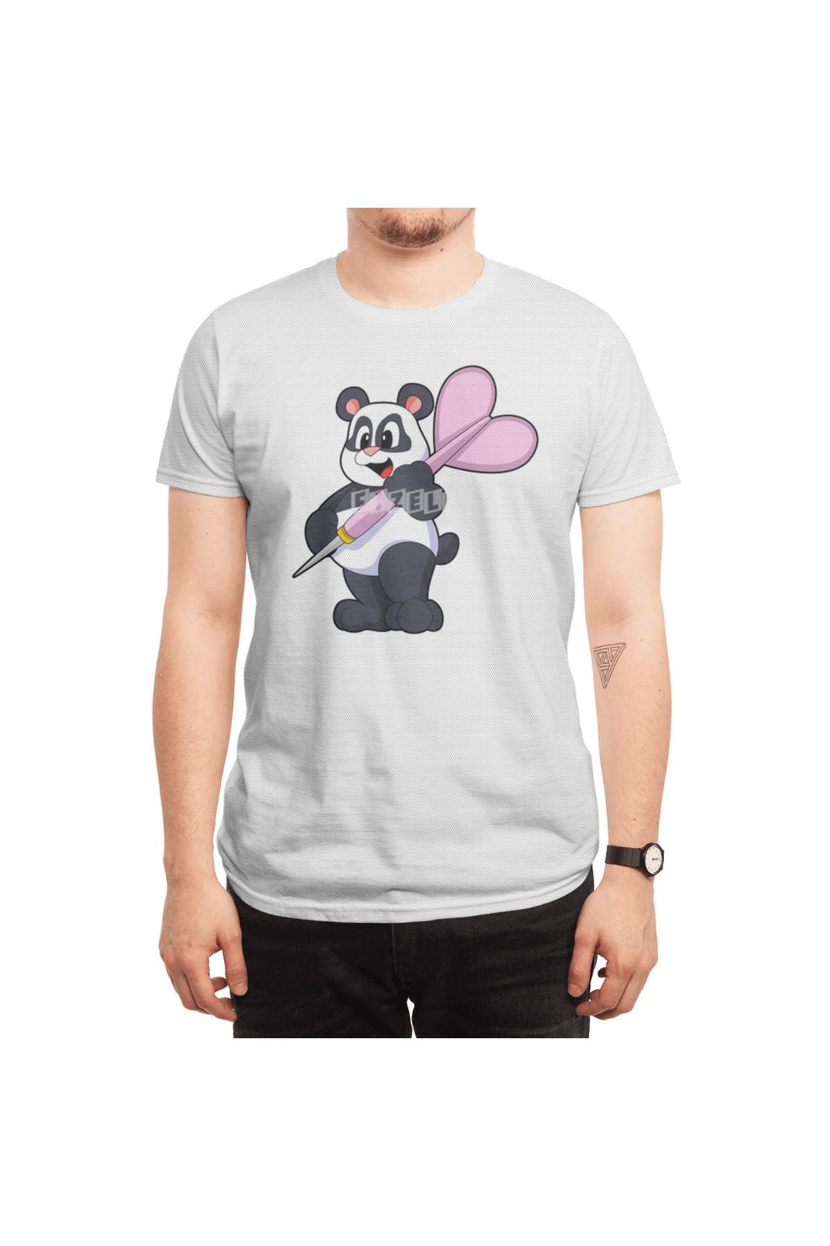 Fizello-Panda Pattern Dart Shooter - Ανδρικό και γυναικείο λευκό μπλουζάκι Unisex 6